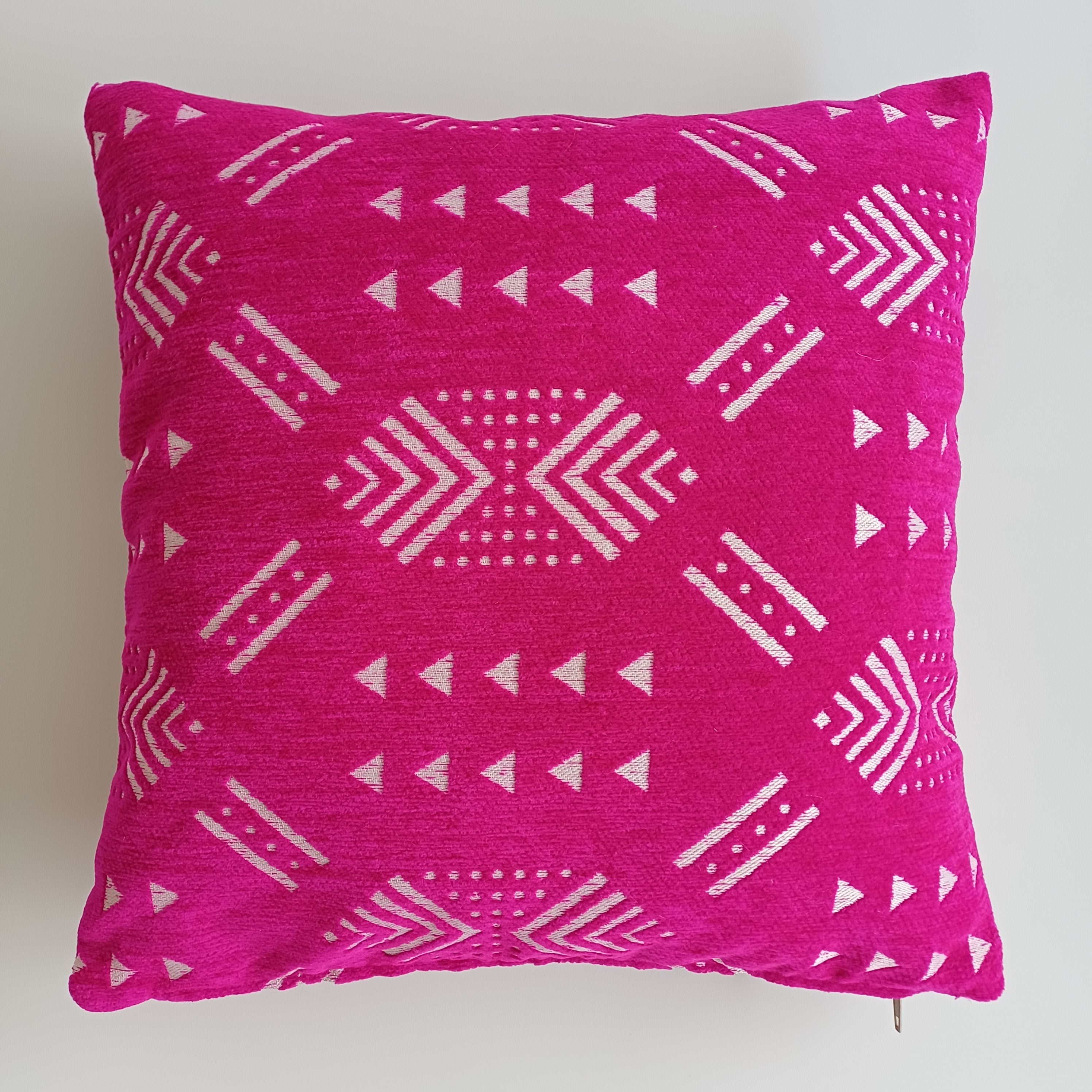 Moroccan Handmade Pink Velvet Cushion Cover 16''x16'' / 40x40 CM