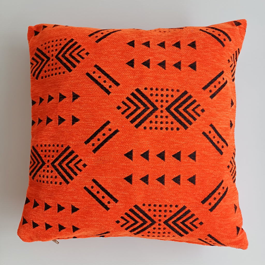 Moroccan Handmade Orange Velvet Cushion Cover 16''x16'' / 40x40 CM
