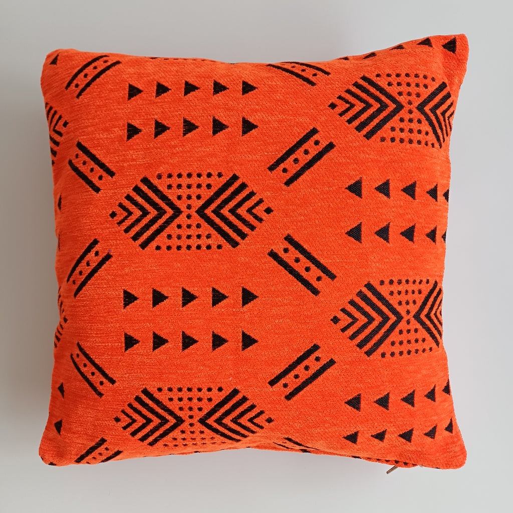 Moroccan Handmade Orange Velvet Cushion Cover 16''x16'' / 40x40 CM