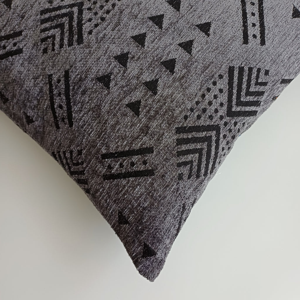 Moroccan Handmade Charcoal Velvet Cushion Cover 16''x16'' / 40x40 CM