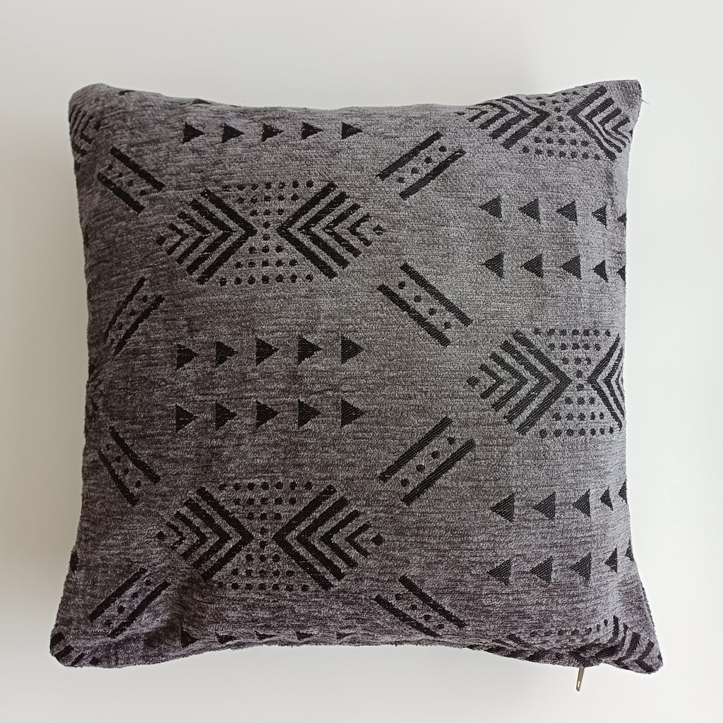 Moroccan Handmade Charcoal Velvet Cushion Cover 16''x16'' / 40x40 CM