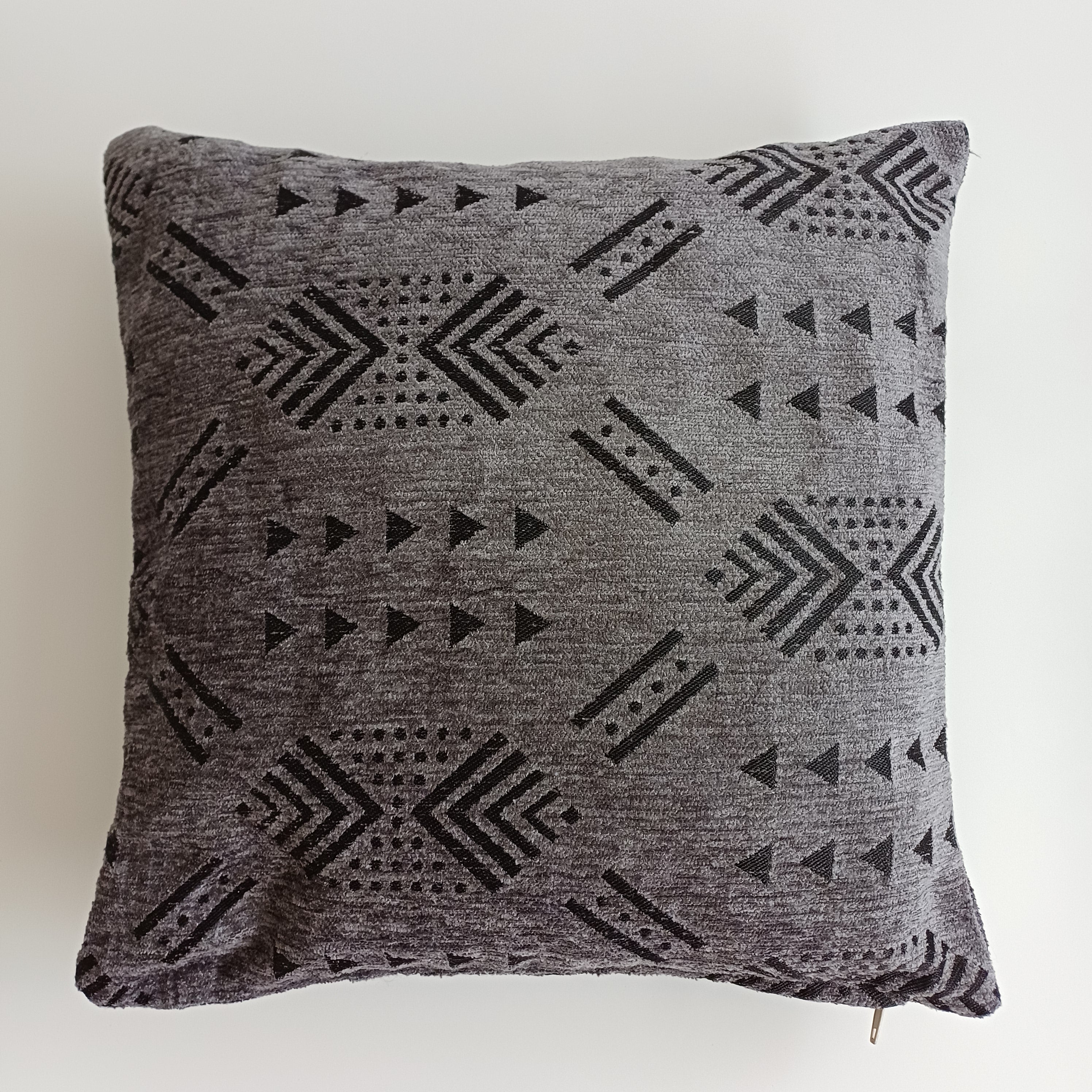 Moroccan Handmade Charcoal Velvet Cushion Cover 16''x16'' / 40x40 CM