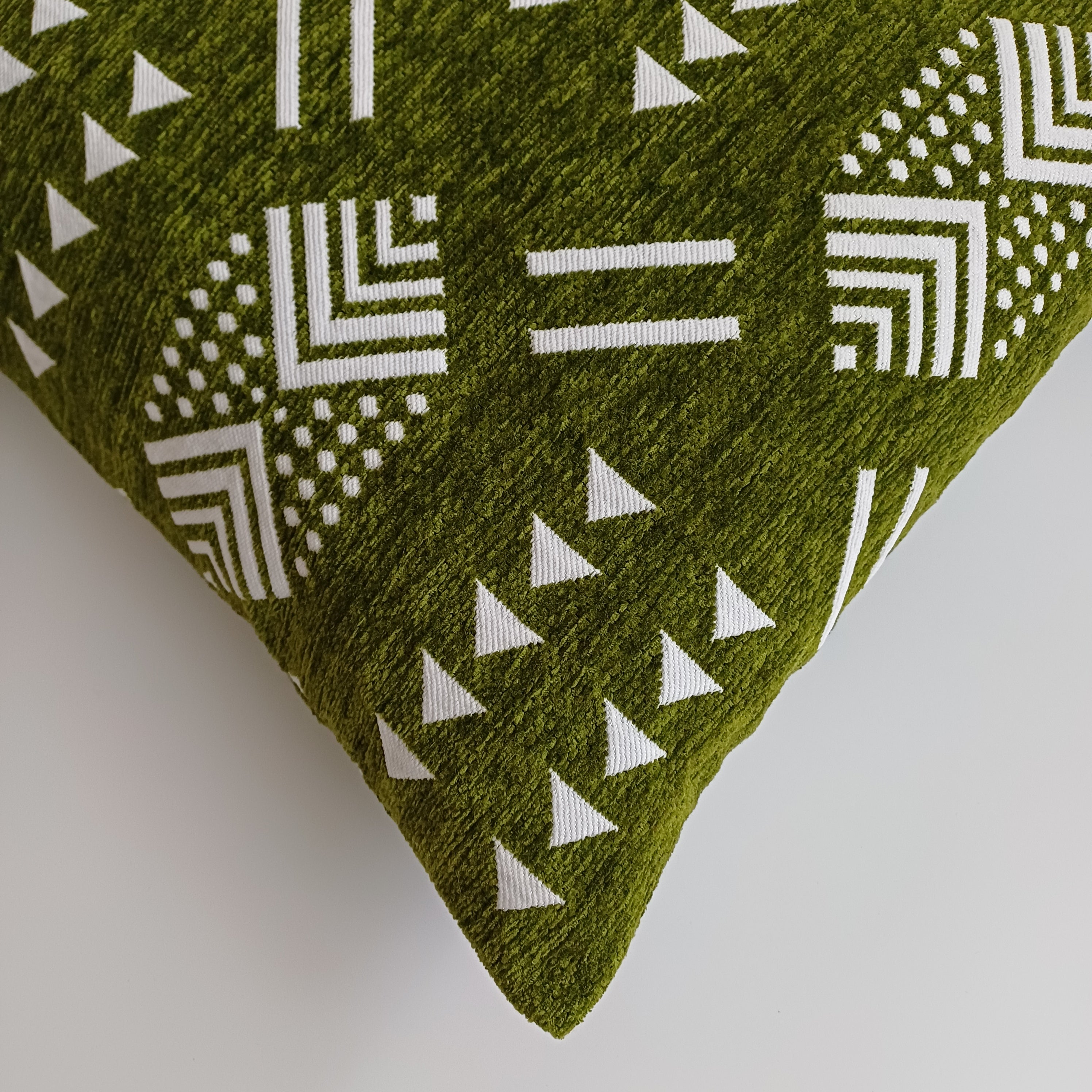 Moroccan Handmade Olive Green Velvet Cushion Cover 16''x16'' / 40x40 CM