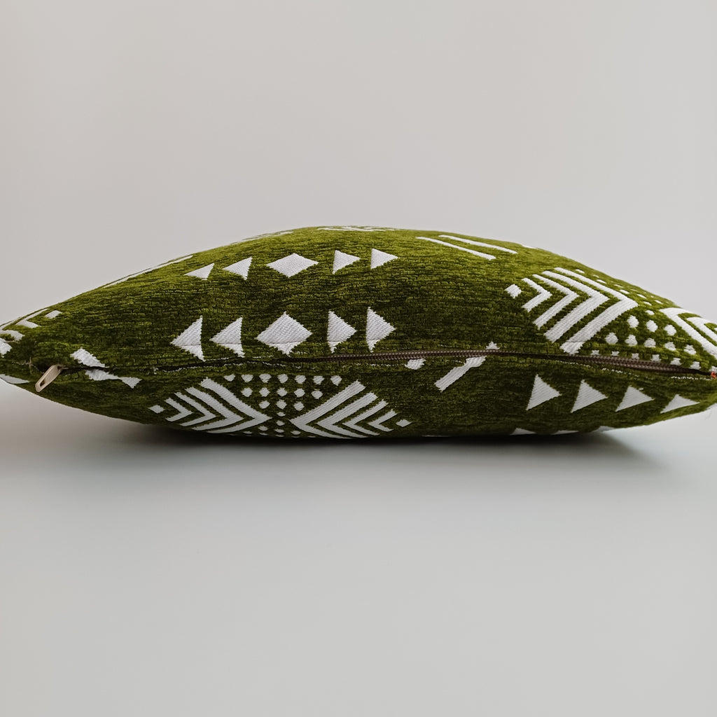 Moroccan Handmade Olive Green Velvet Cushion Cover 16''x16'' / 40x40 CM