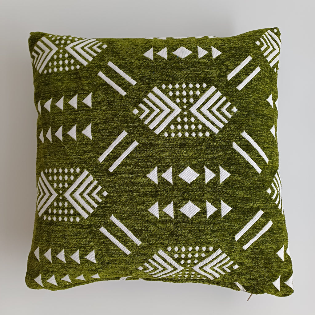 Moroccan Handmade Olive Green Velvet Cushion Cover 16''x16'' / 40x40 CM