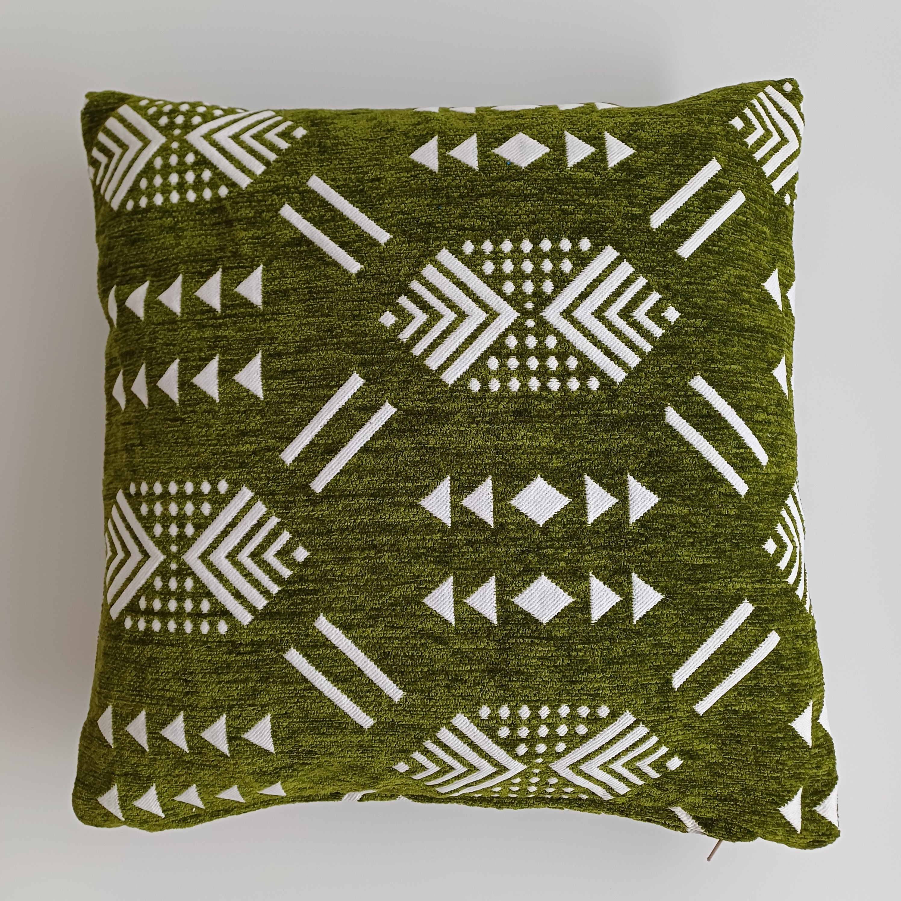 Moroccan Handmade Olive Green Velvet Cushion Cover 16''x16'' / 40x40 CM