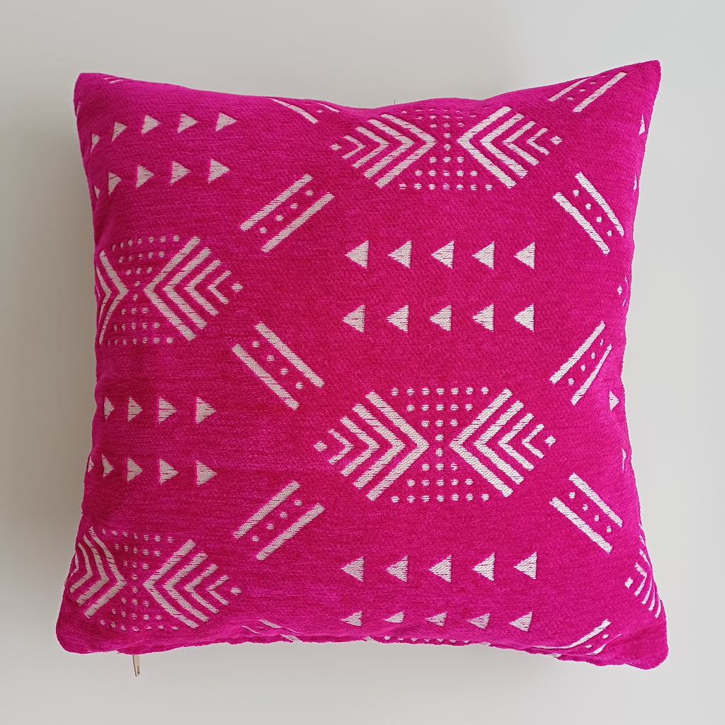 Moroccan Handmade Pink Velvet Cushion Cover 16''x16'' / 40x40 CM