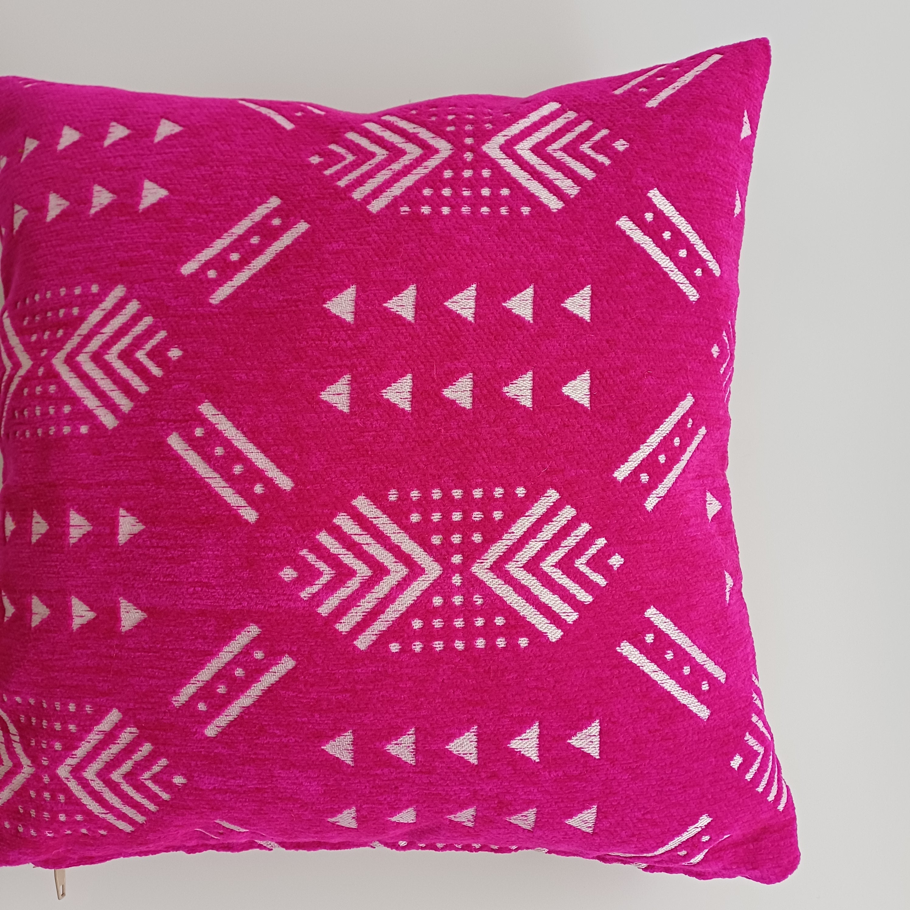 Moroccan Handmade Pink Velvet Cushion Cover 16''x16'' / 40x40 CM