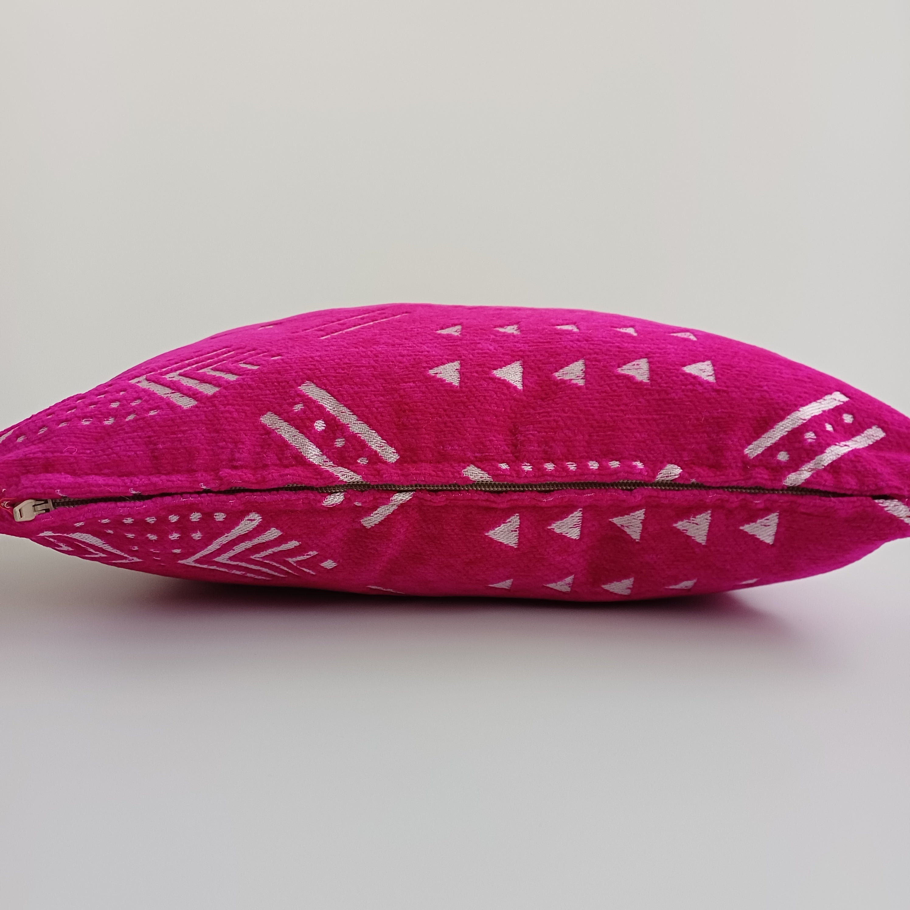 Moroccan Handmade Pink Velvet Cushion Cover 16''x16'' / 40x40 CM