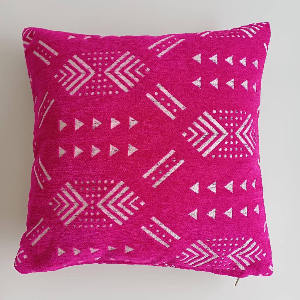Moroccan Handmade Pink Velvet Cushion Cover 16''x16'' / 40x40 CM