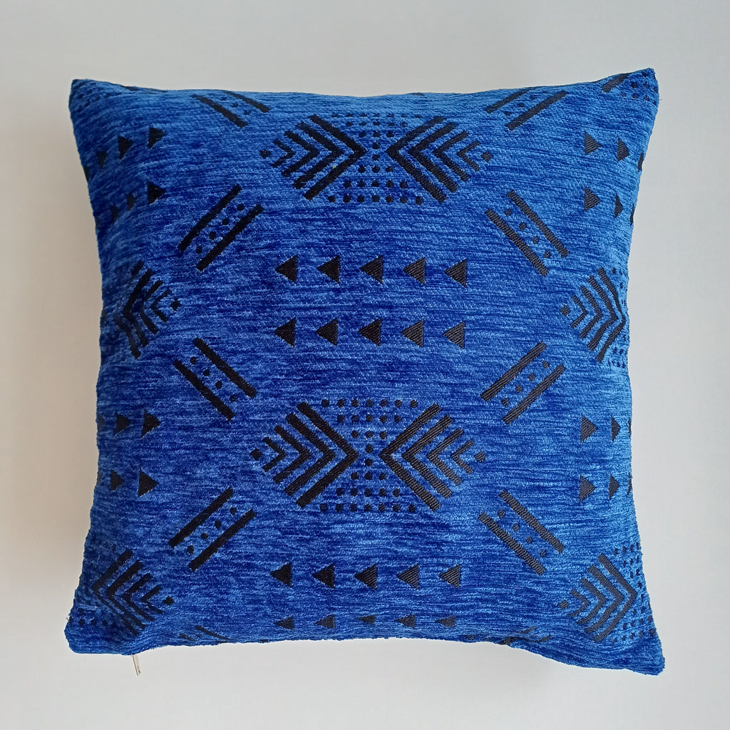 Moroccan Handmade Royal Blue Velvet Cushion Cover 16''x16'' / 40x40 CM