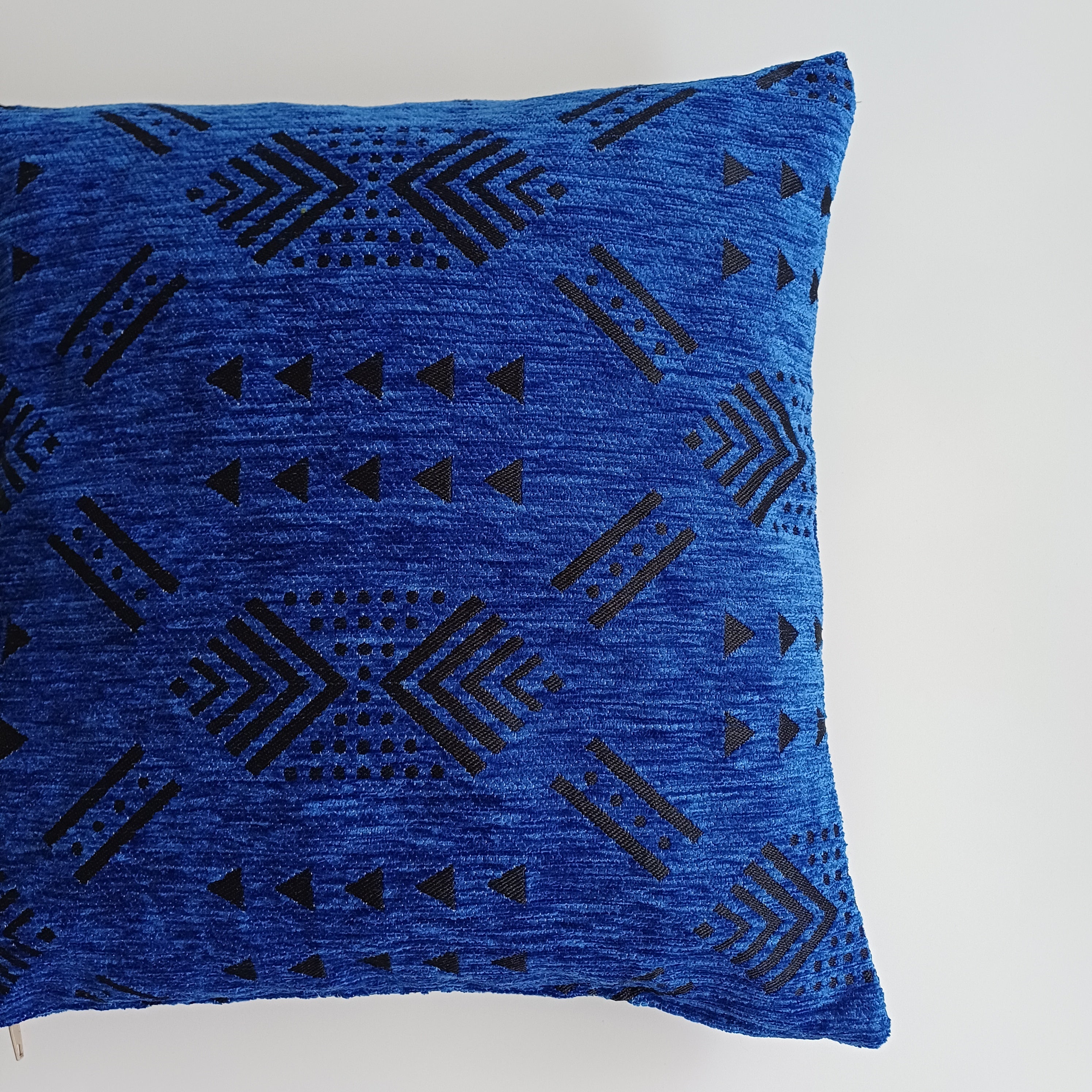 Moroccan Handmade Royal Blue Velvet Cushion Cover 16''x16'' / 40x40 CM