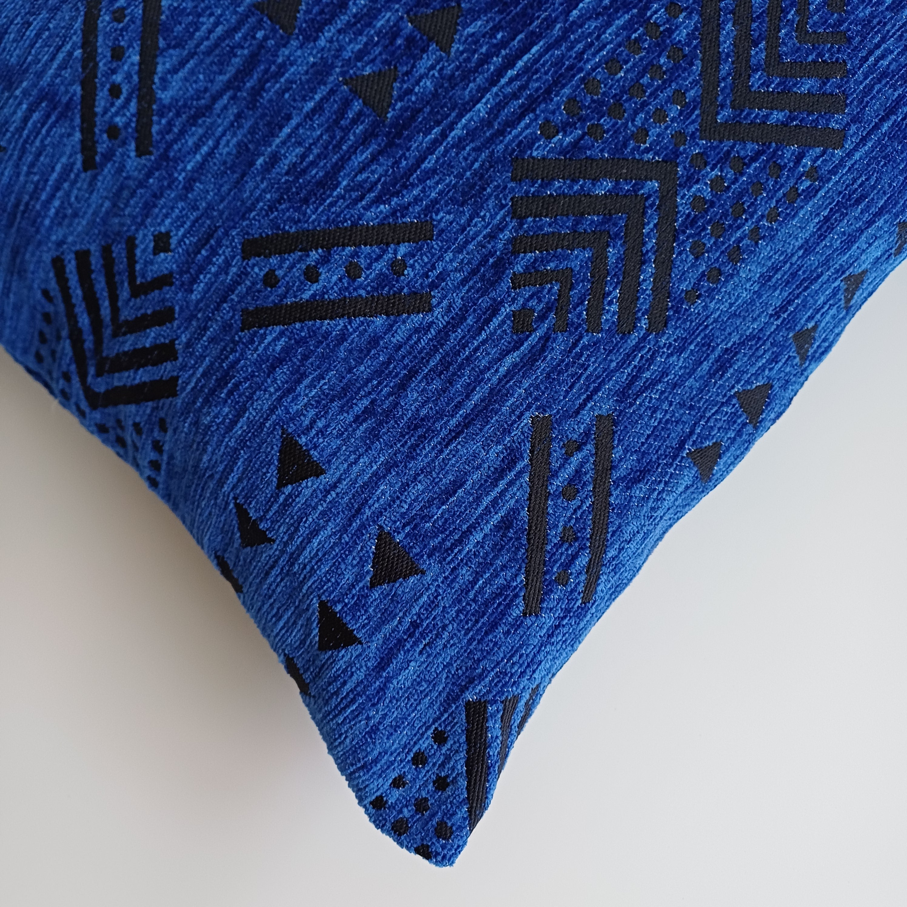 Moroccan Handmade Royal Blue Velvet Cushion Cover 16''x16'' / 40x40 CM