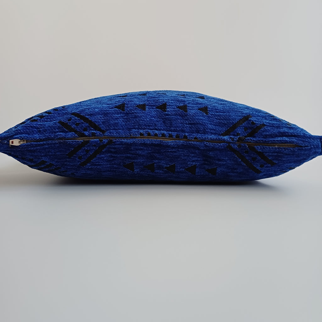 Moroccan Handmade Royal Blue Velvet Cushion Cover 16''x16'' / 40x40 CM