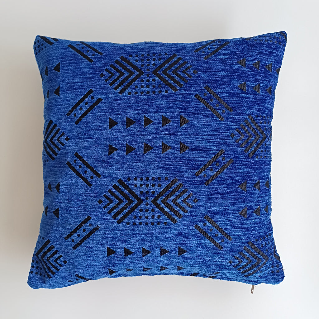 Moroccan Handmade Royal Blue Velvet Cushion Cover 16''x16'' / 40x40 CM