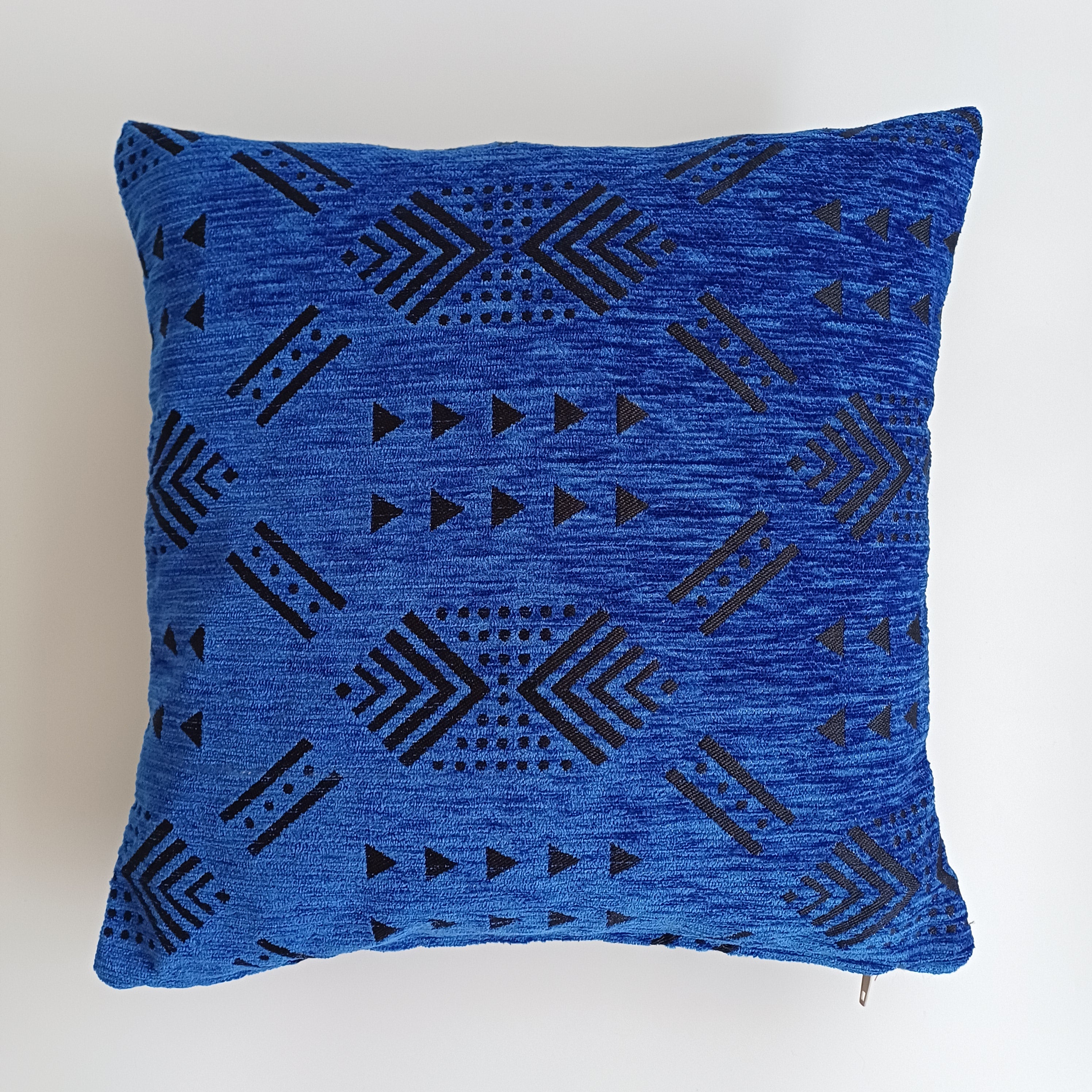 Moroccan Handmade Royal Blue Velvet Cushion Cover 16''x16'' / 40x40 CM