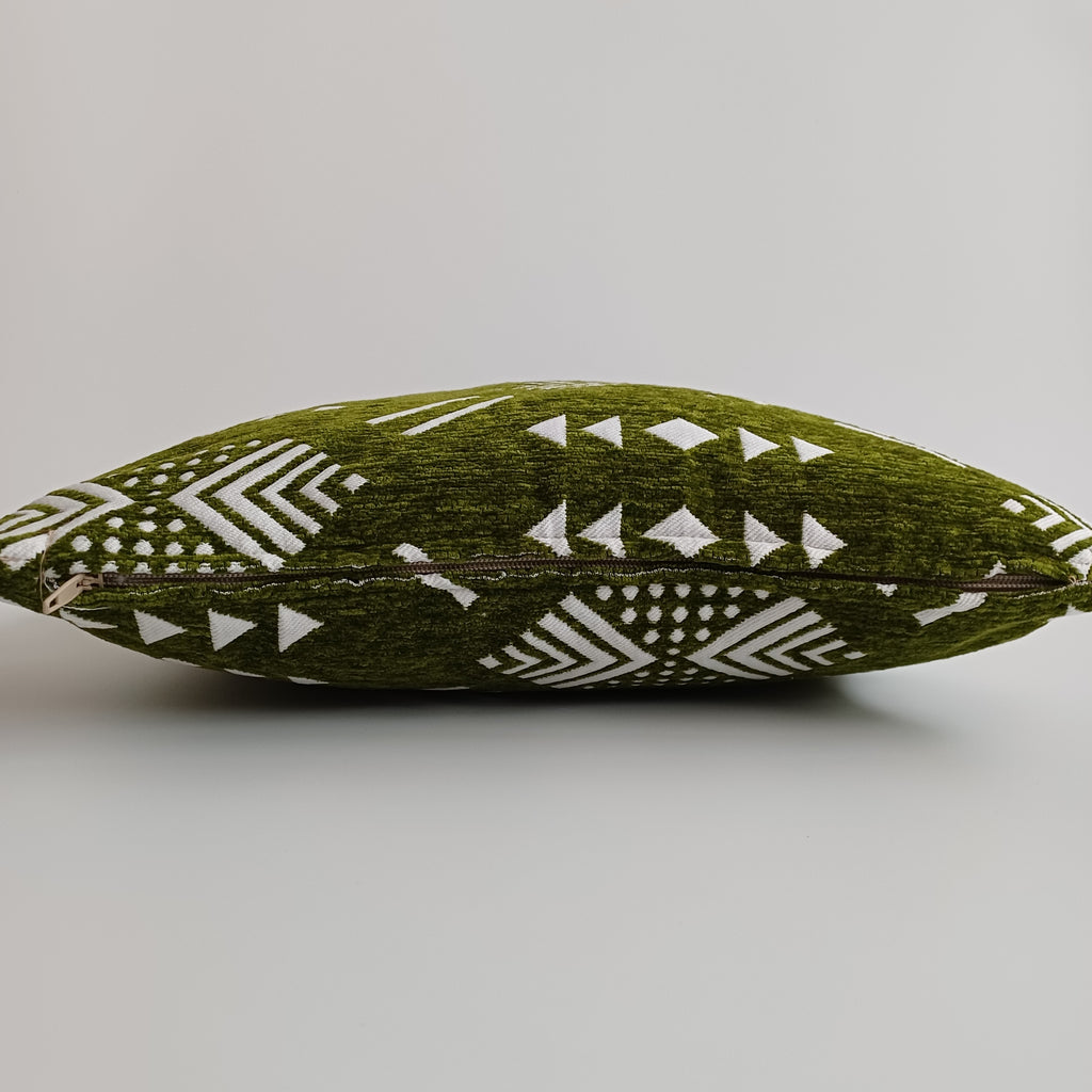 Moroccan Handmade Olive Green Velvet Cushion Cover 16''x16'' / 40x40 CM