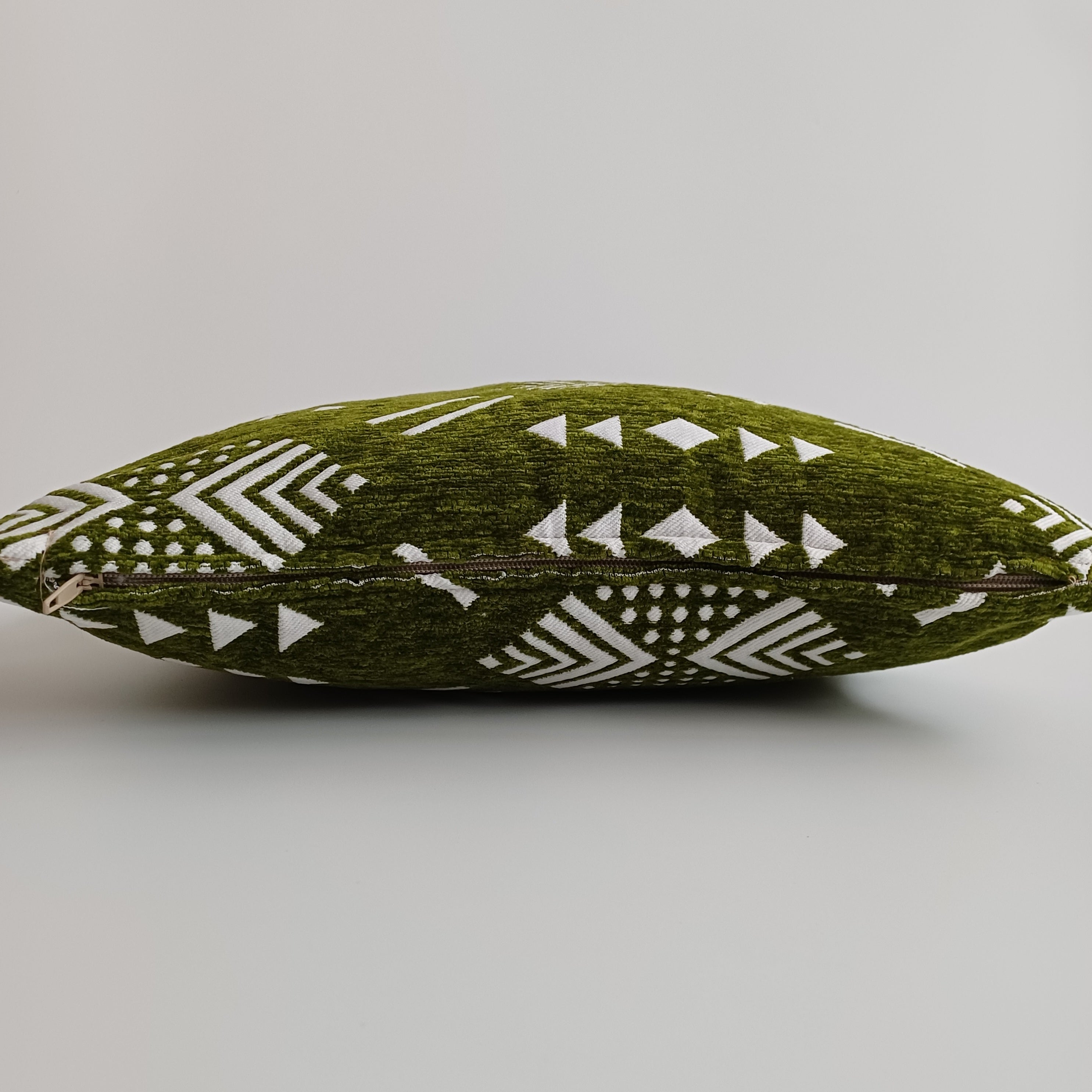 Moroccan Handmade Olive Green Velvet Cushion Cover 16''x16'' / 40x40 CM