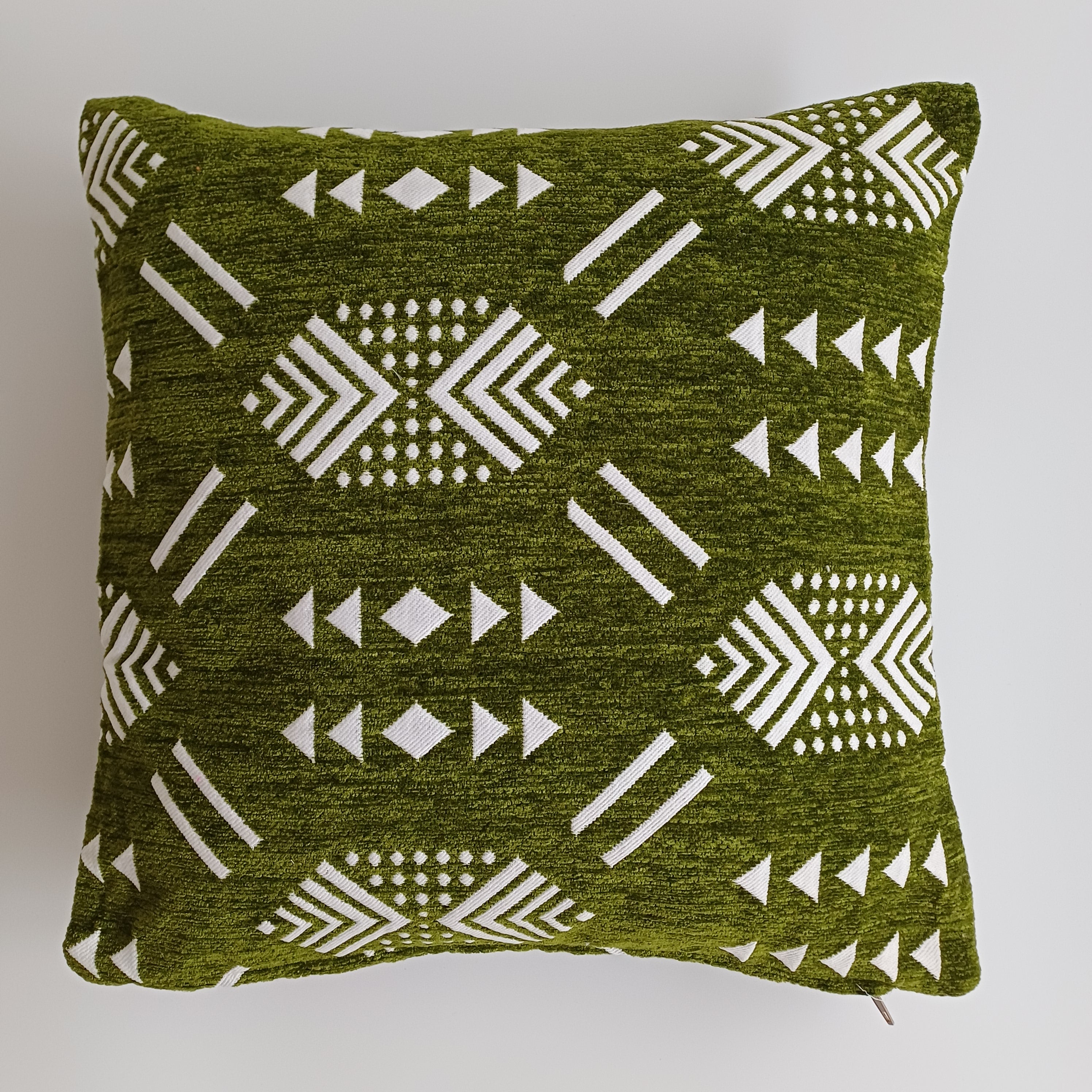 Moroccan Handmade Olive Green Velvet Cushion Cover 16''x16'' / 40x40 CM