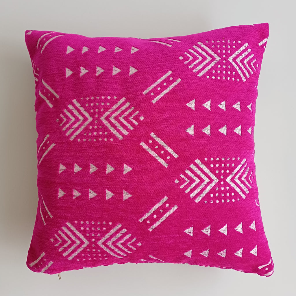 Moroccan Handmade Pink Velvet Cushion Cover 16''x16'' / 40x40 CM
