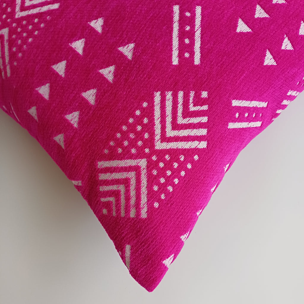 Moroccan Handmade Pink Velvet Cushion Cover 16''x16'' / 40x40 CM