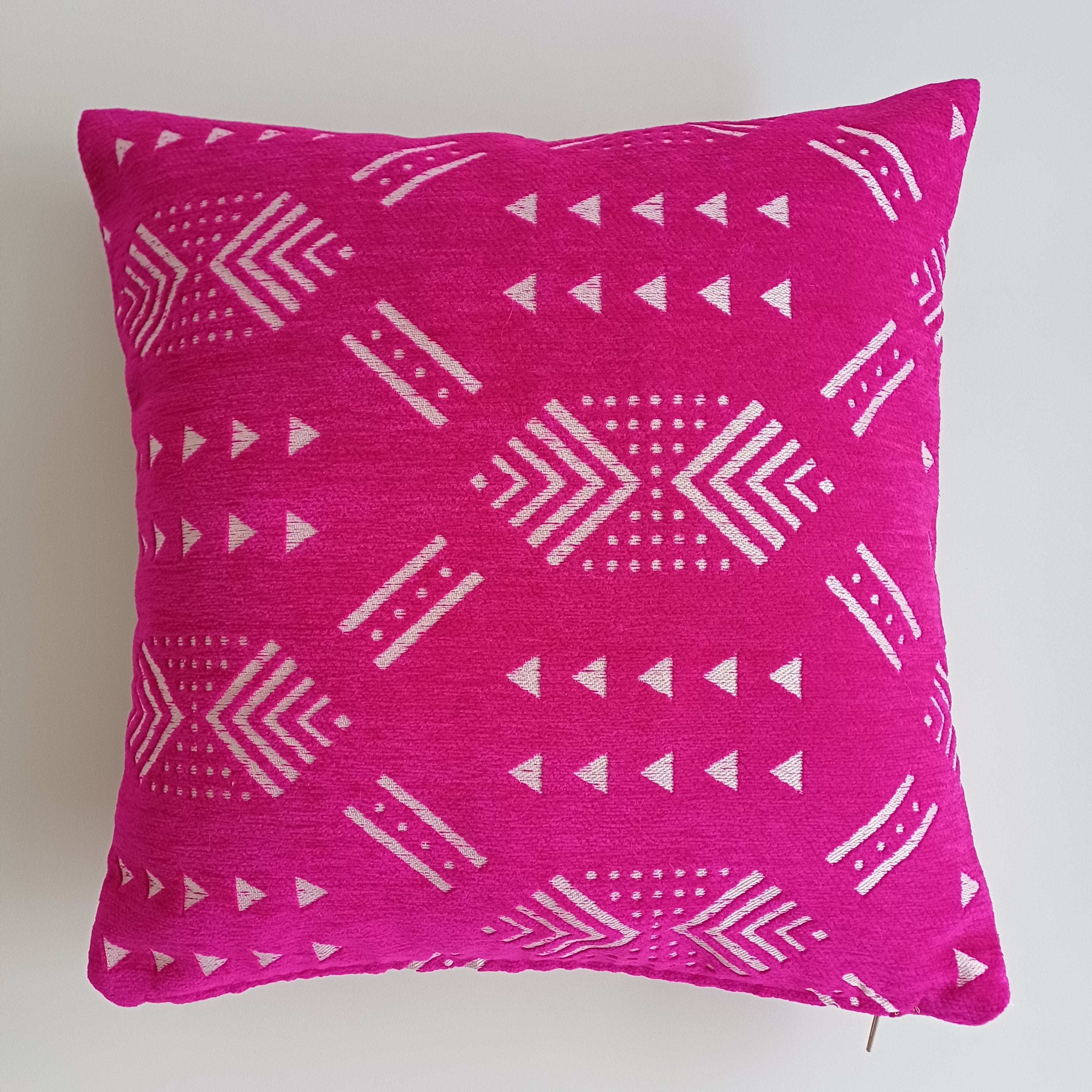 Moroccan Handmade Pink Velvet Cushion Cover 16''x16'' / 40x40 CM