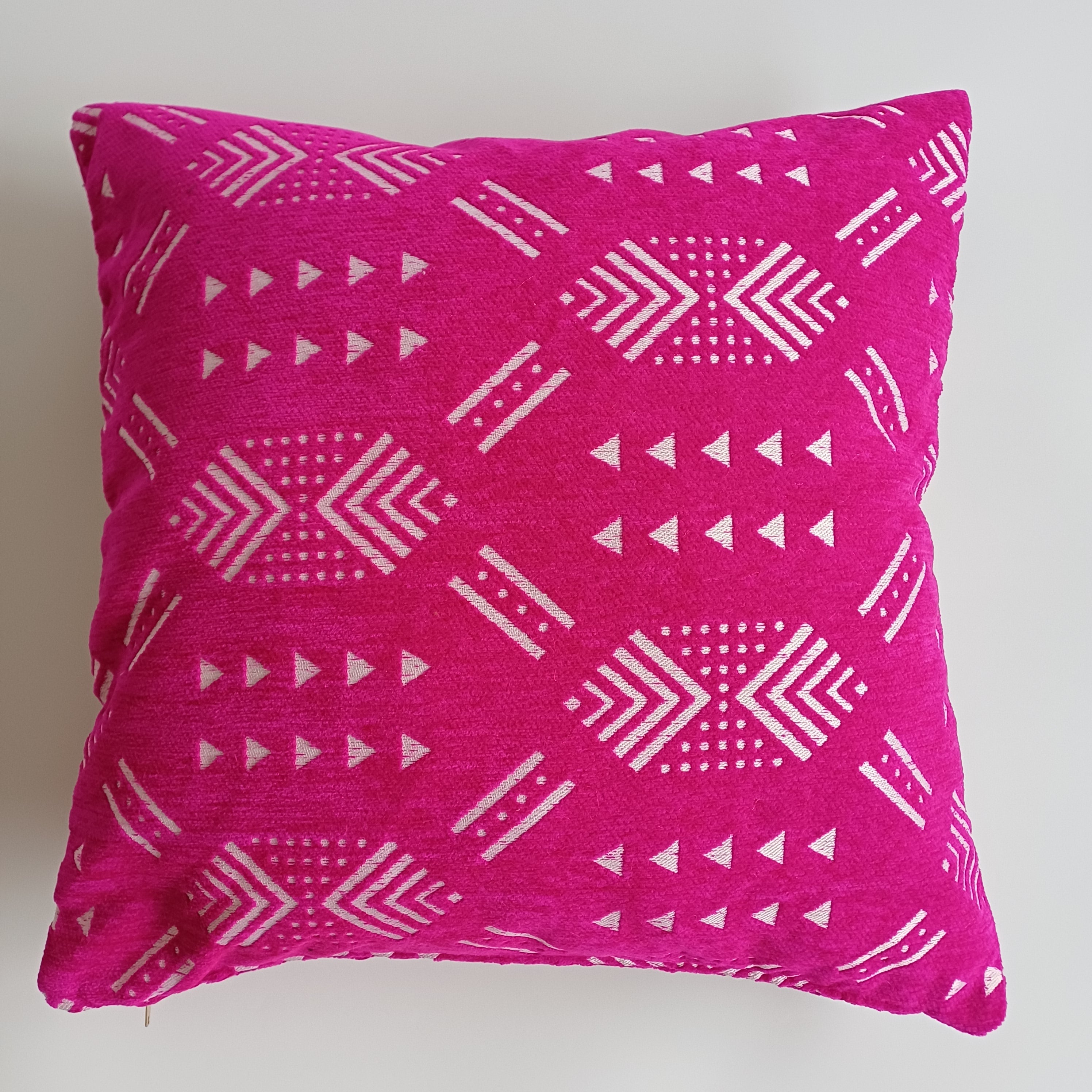 Moroccan Handmade Pink Velvet Cushion Cover 20''x20'' / 50x50 CM
