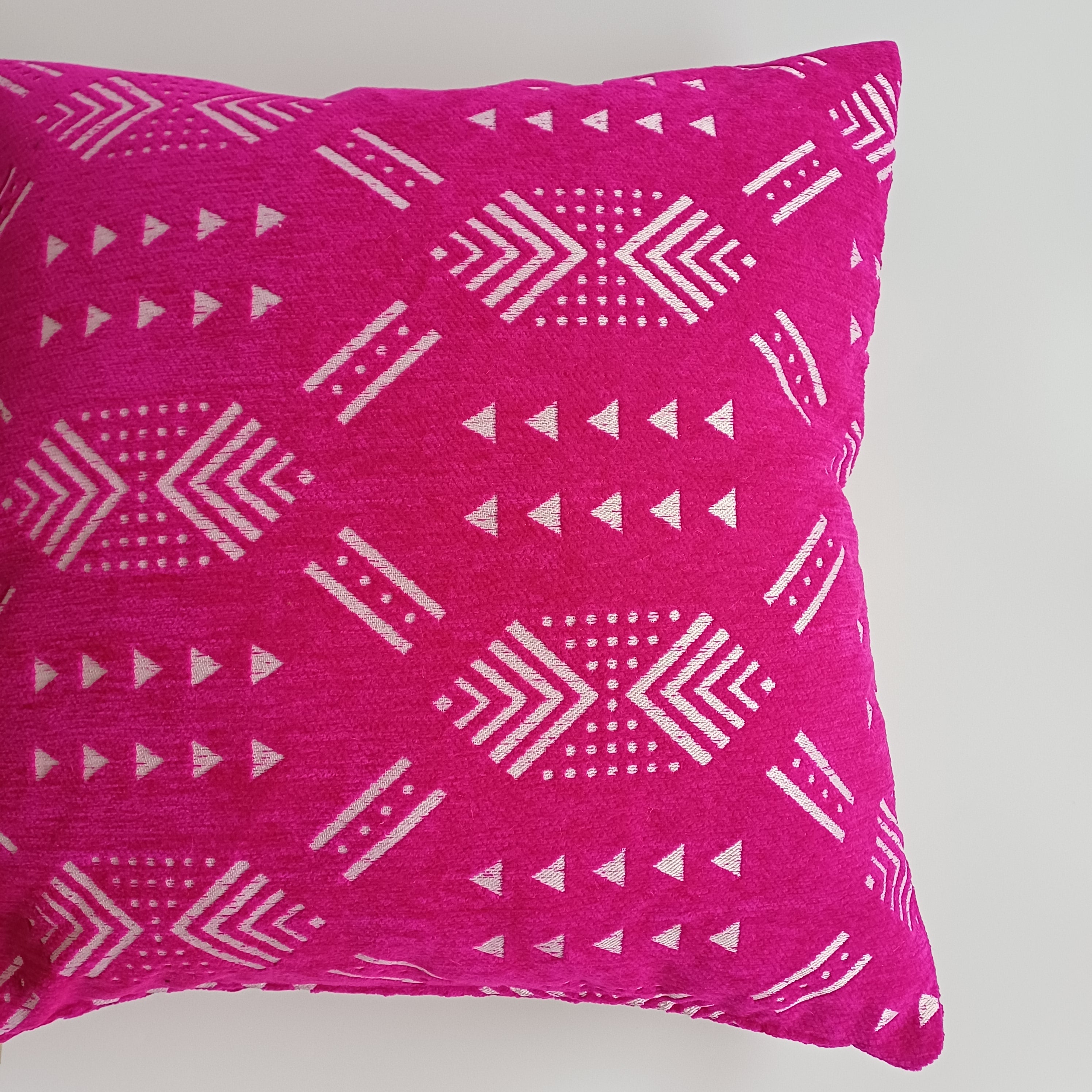 Moroccan Handmade Pink Velvet Cushion Cover 20''x20'' / 50x50 CM