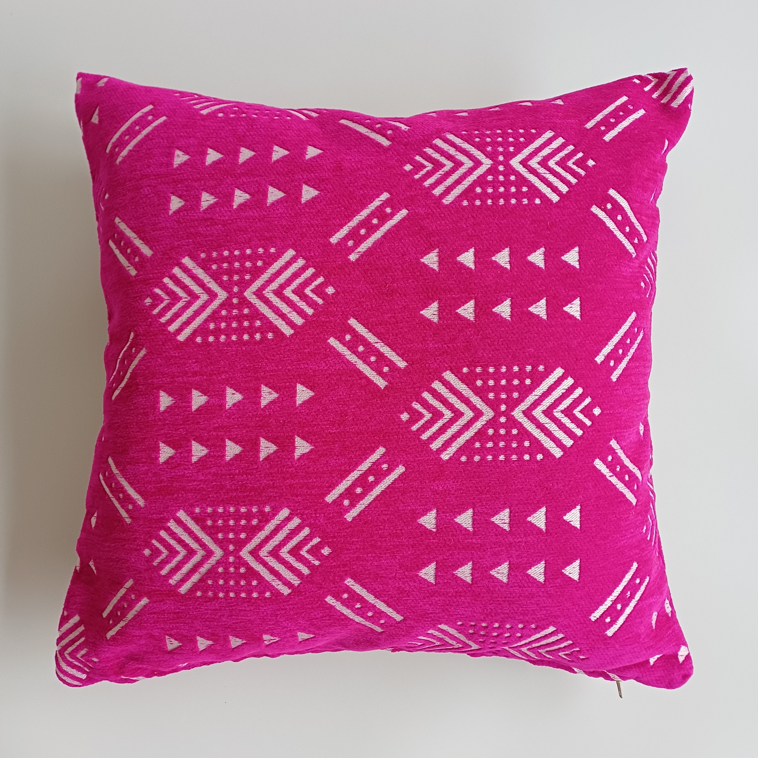 Moroccan Handmade Pink Velvet Cushion Cover 20''x20'' / 50x50 CM