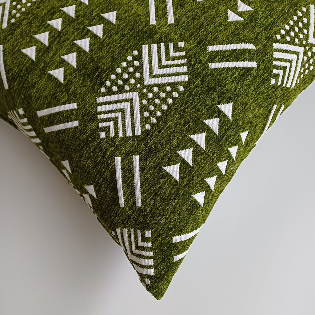 Moroccan Handmade Green Velvet Cushion Cover 20''x20'' / 50x50 CM