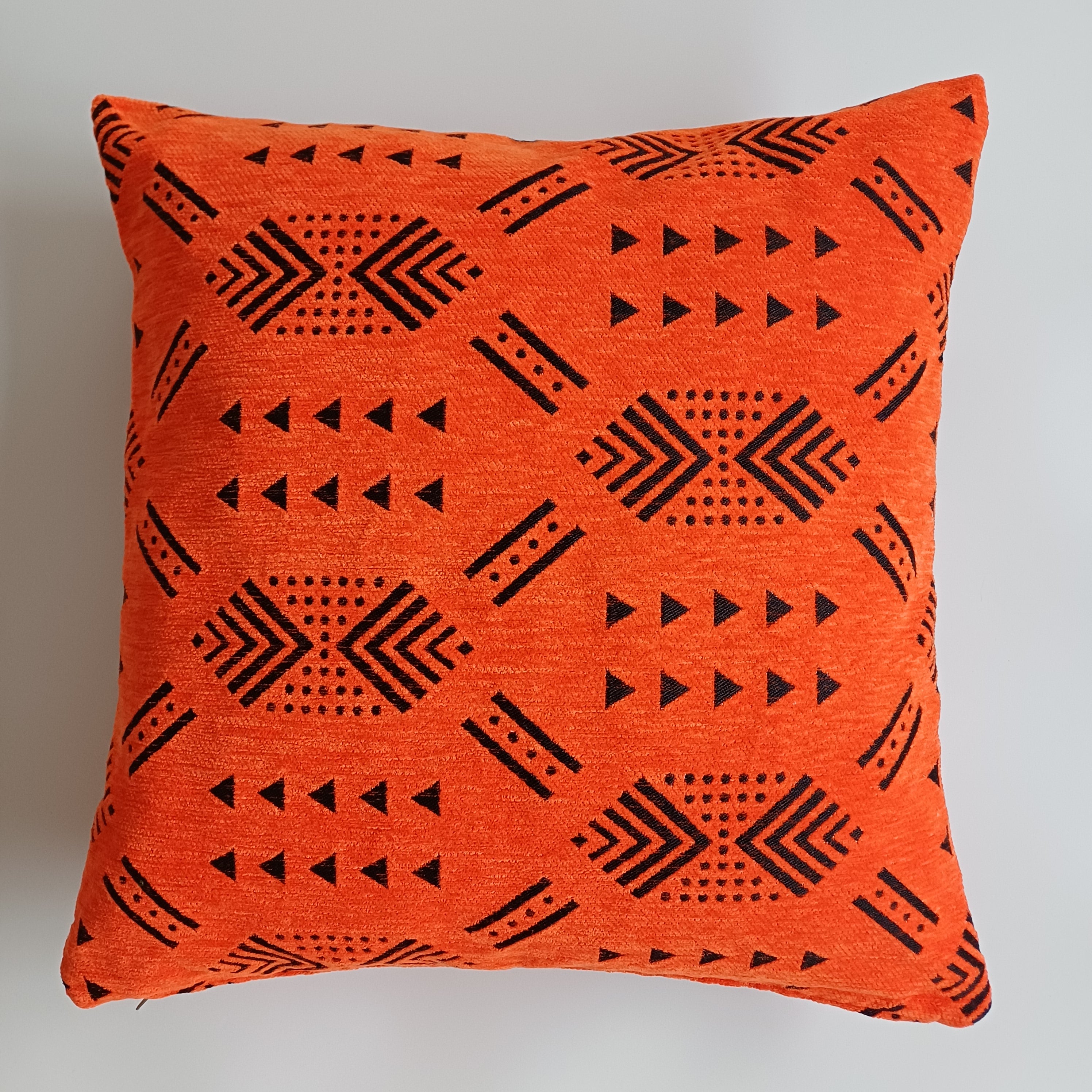 Moroccan Handmade Orange Velvet  Cushion Cover 20''x20'' / 50x50 CM