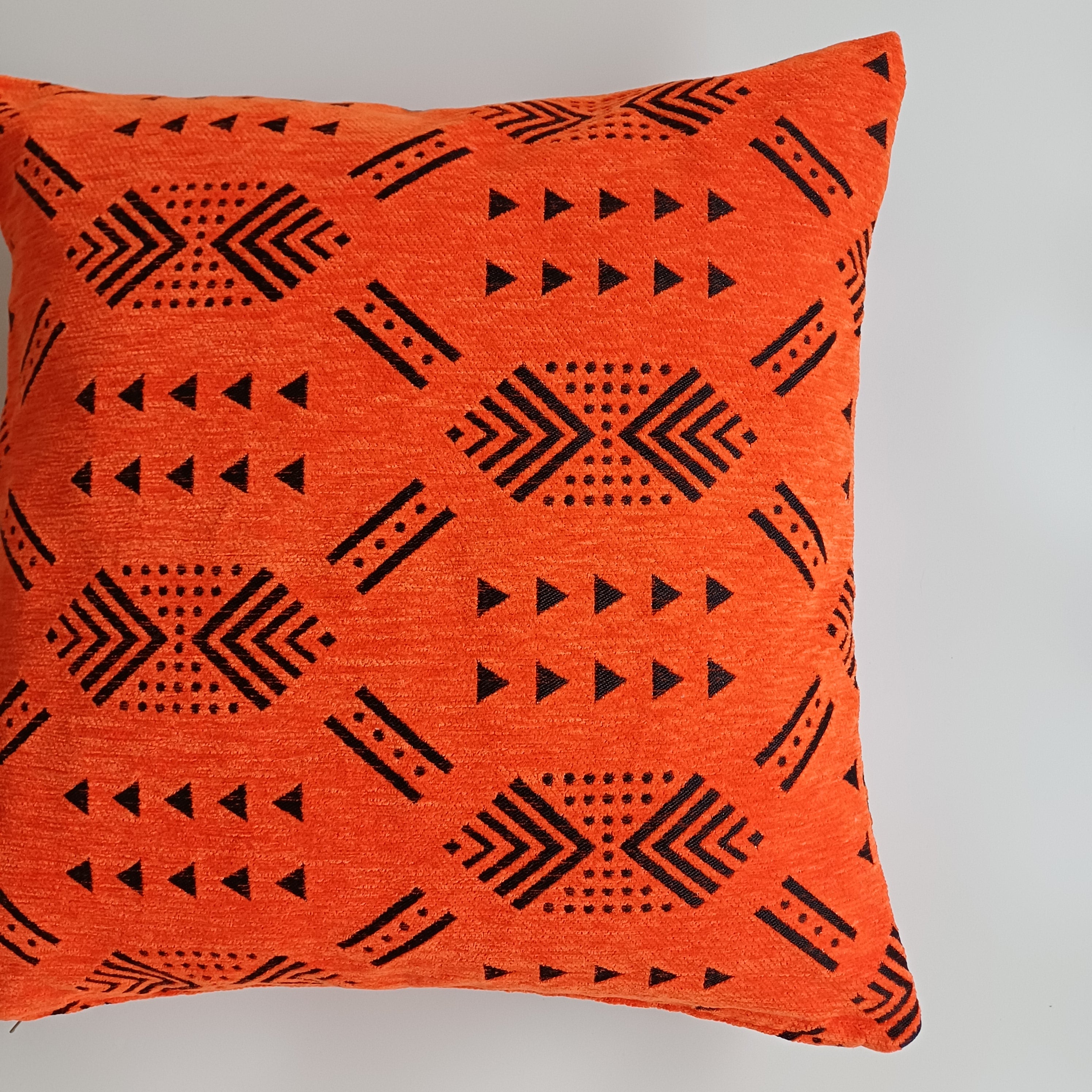 Moroccan Handmade Orange Velvet  Cushion Cover 20''x20'' / 50x50 CM