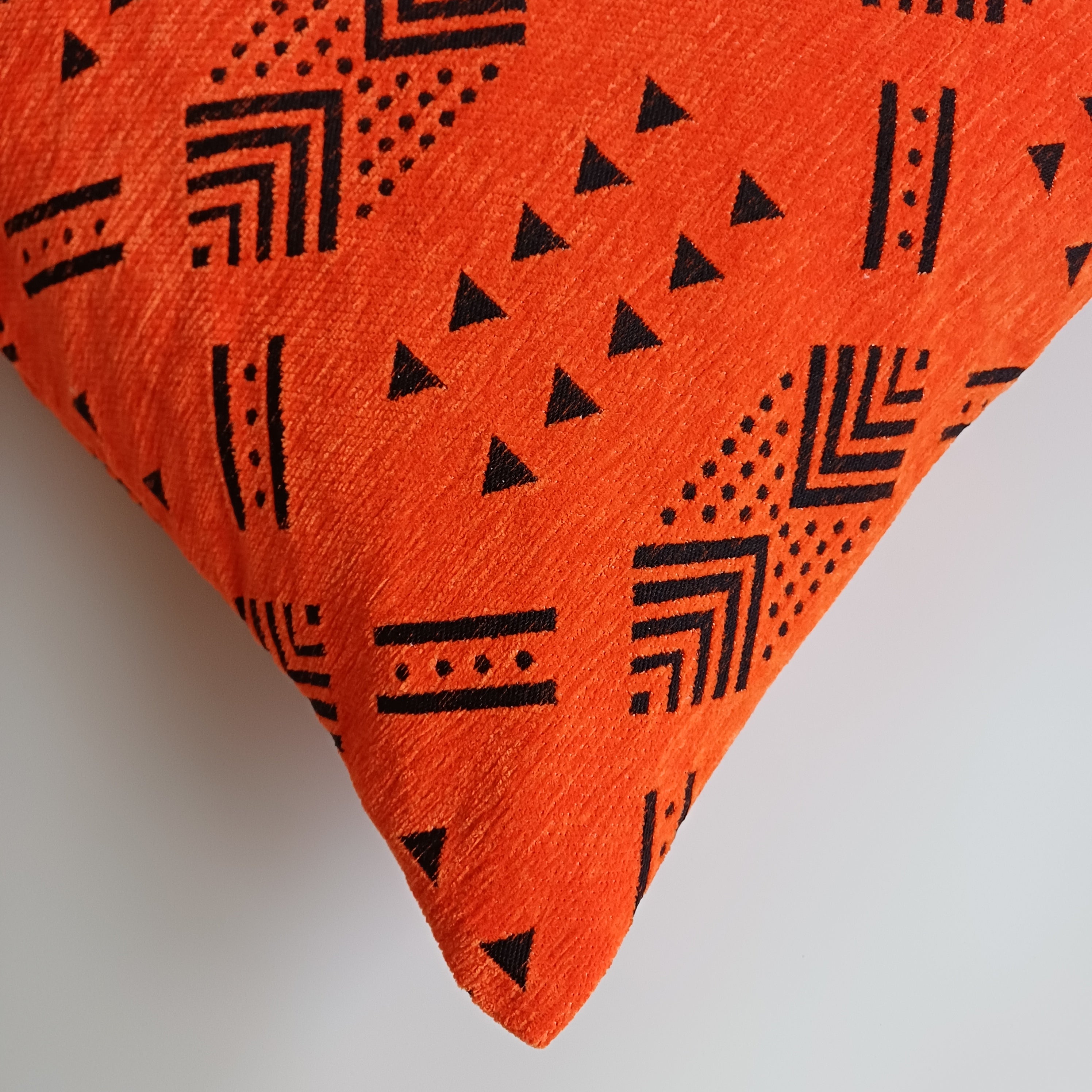 Moroccan Handmade Orange Velvet  Cushion Cover 20''x20'' / 50x50 CM
