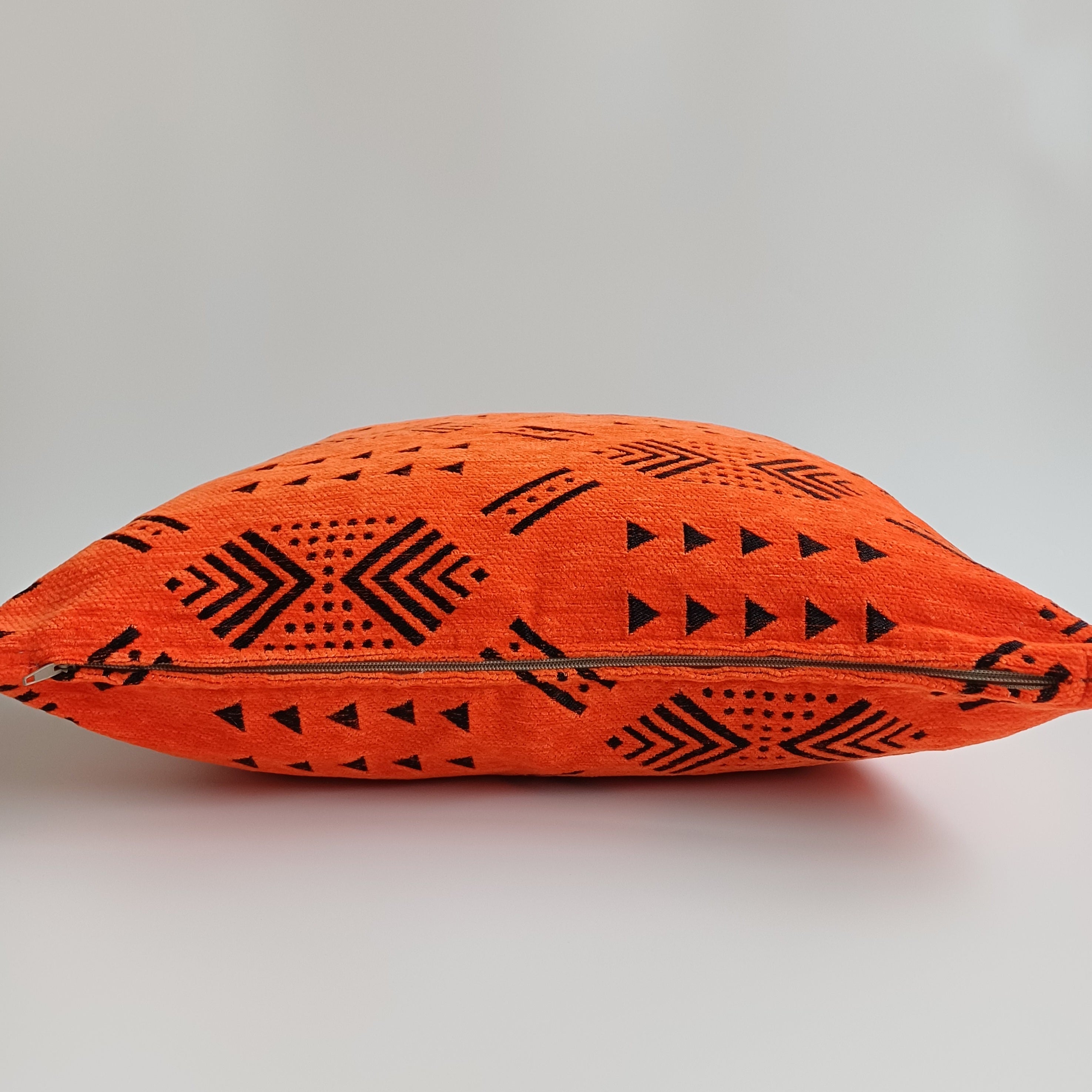 Moroccan Handmade Orange Velvet  Cushion Cover 20''x20'' / 50x50 CM