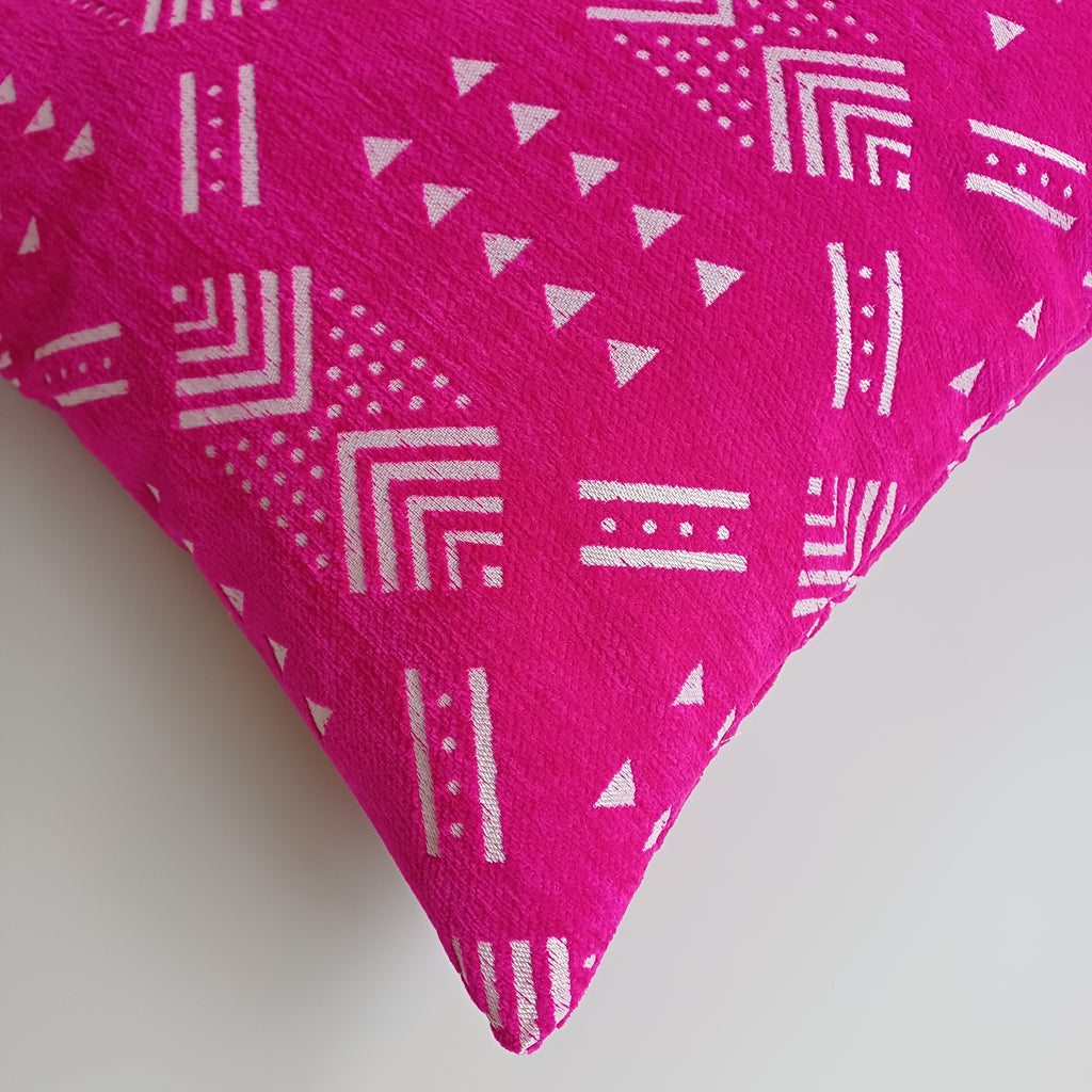 Moroccan Handmade Pink Velvet Cushion Cover 20''x20'' / 50x50 CM