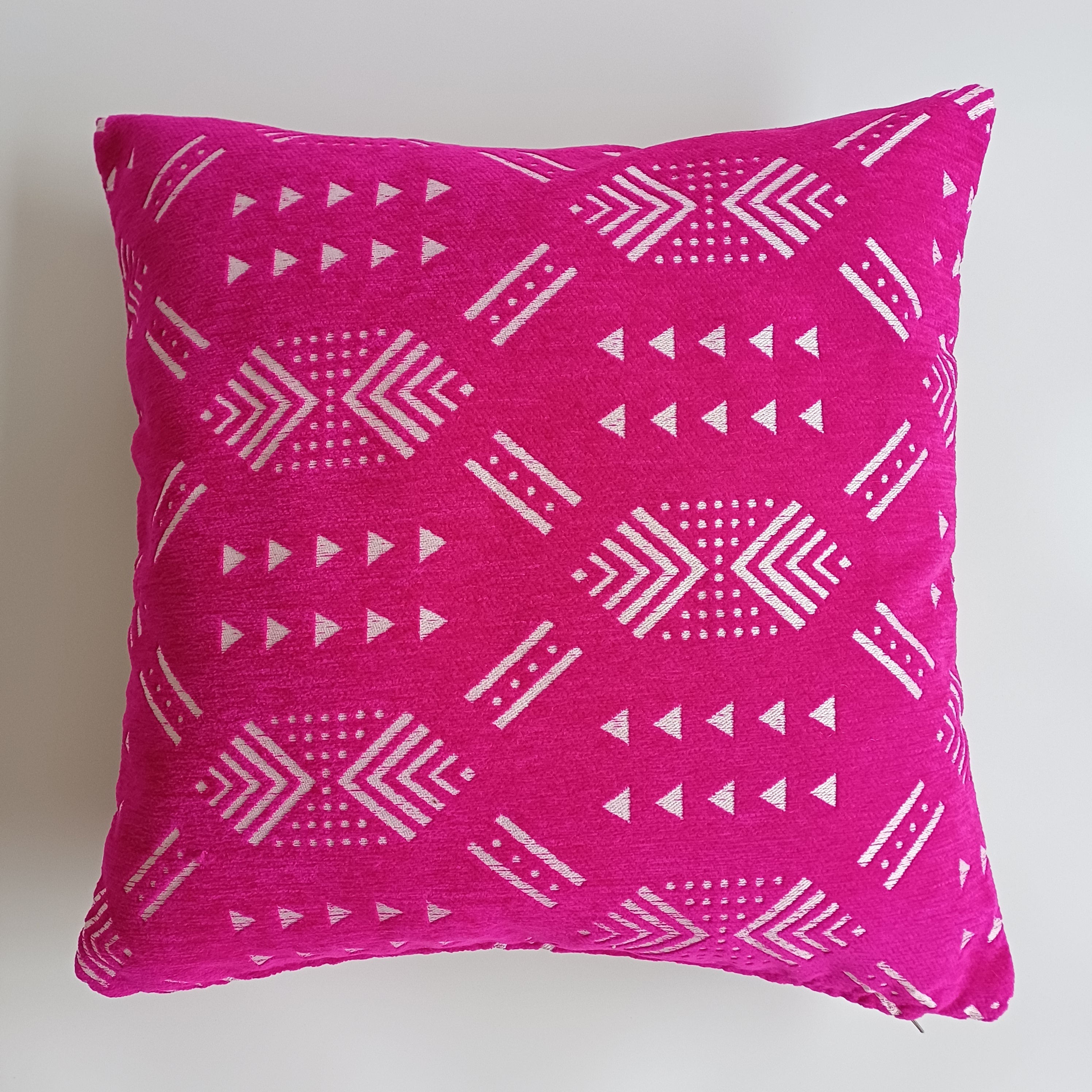 Moroccan Handmade Pink Velvet Cushion Cover 20''x20'' / 50x50 CM