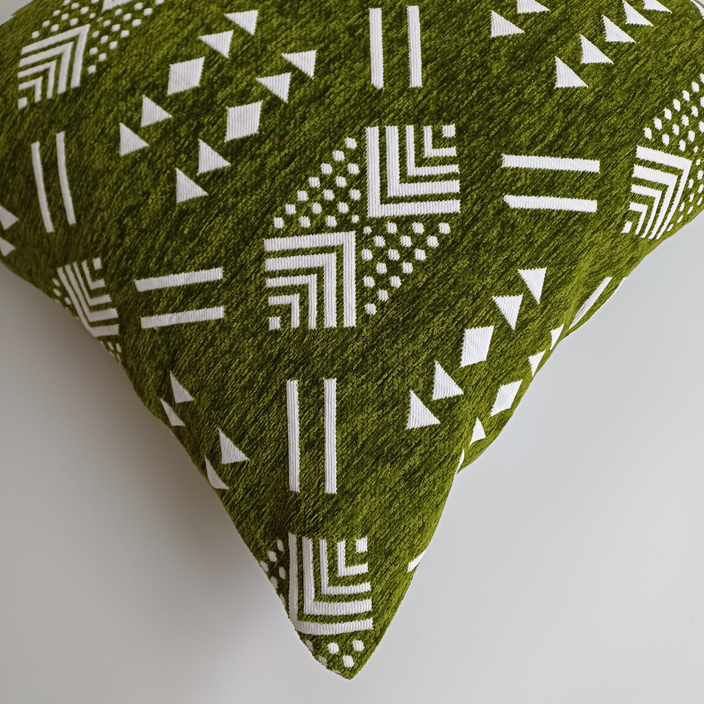 Moroccan Handmade Green Velvet Cushion Cover 20''x20'' / 50x50 CM