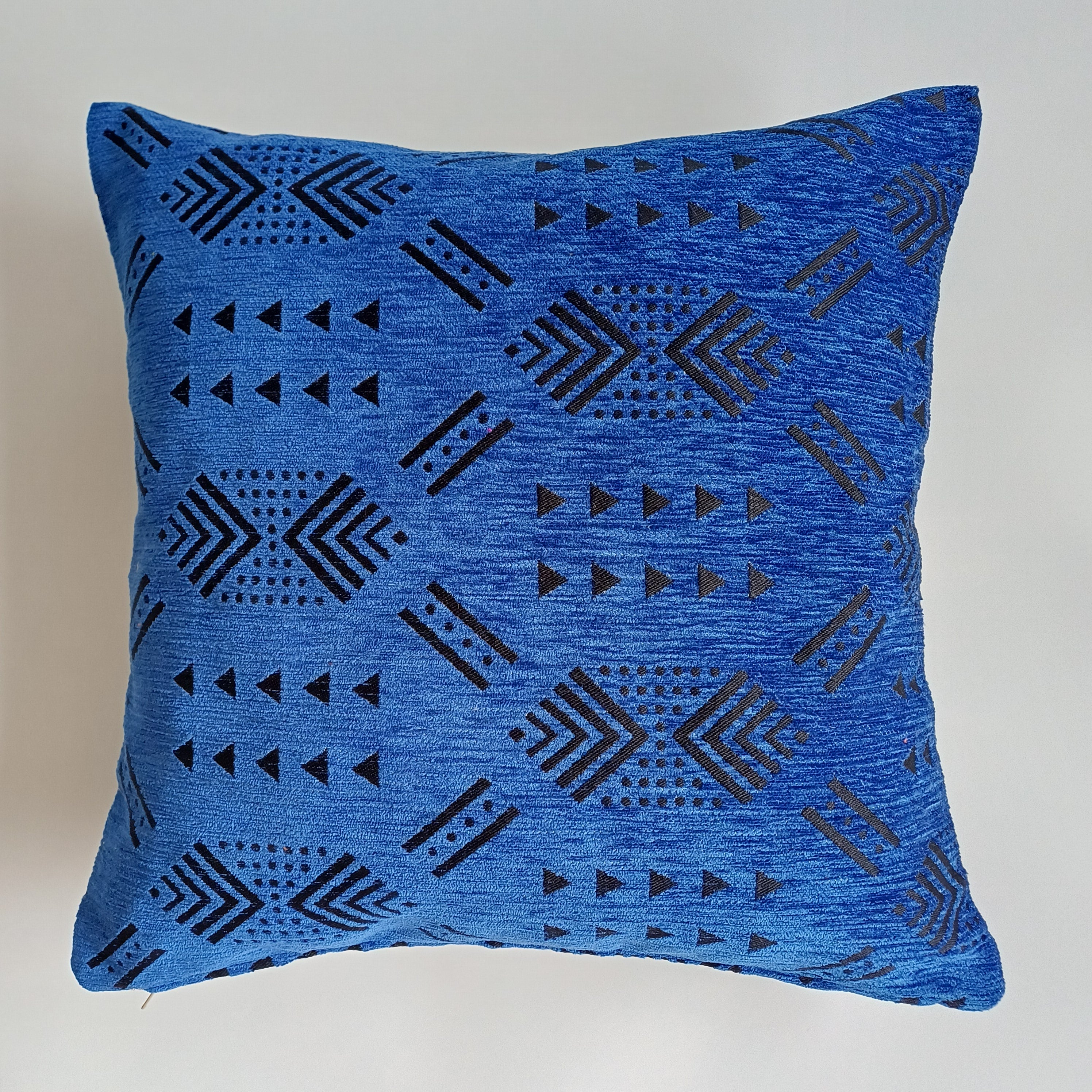 Moroccan Handmade Royal Blue Velvet Cushion Cover 20''x20'' / 50x50 CM