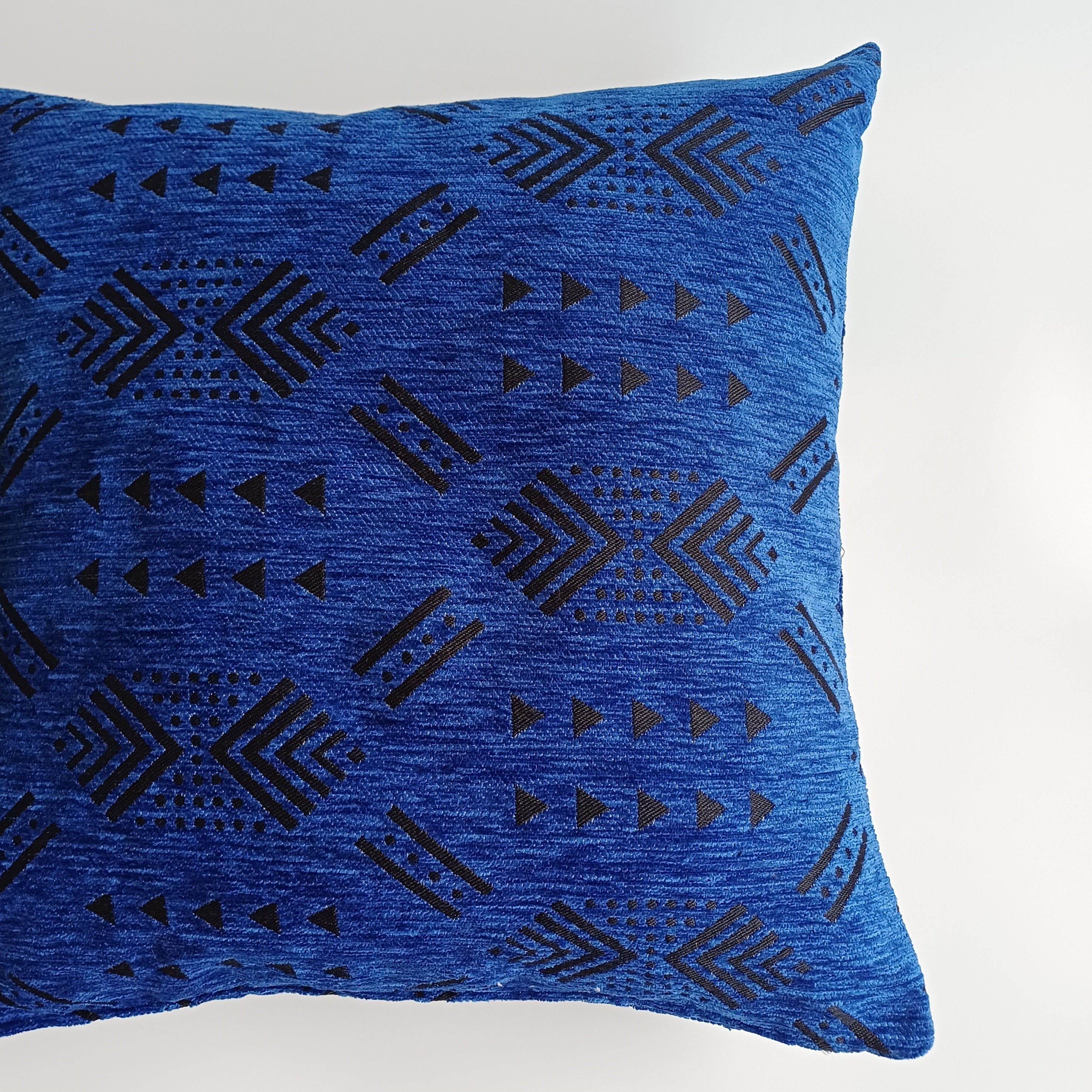 Moroccan Handmade Royal Blue Velvet Cushion Cover 20''x20'' / 50x50 CM