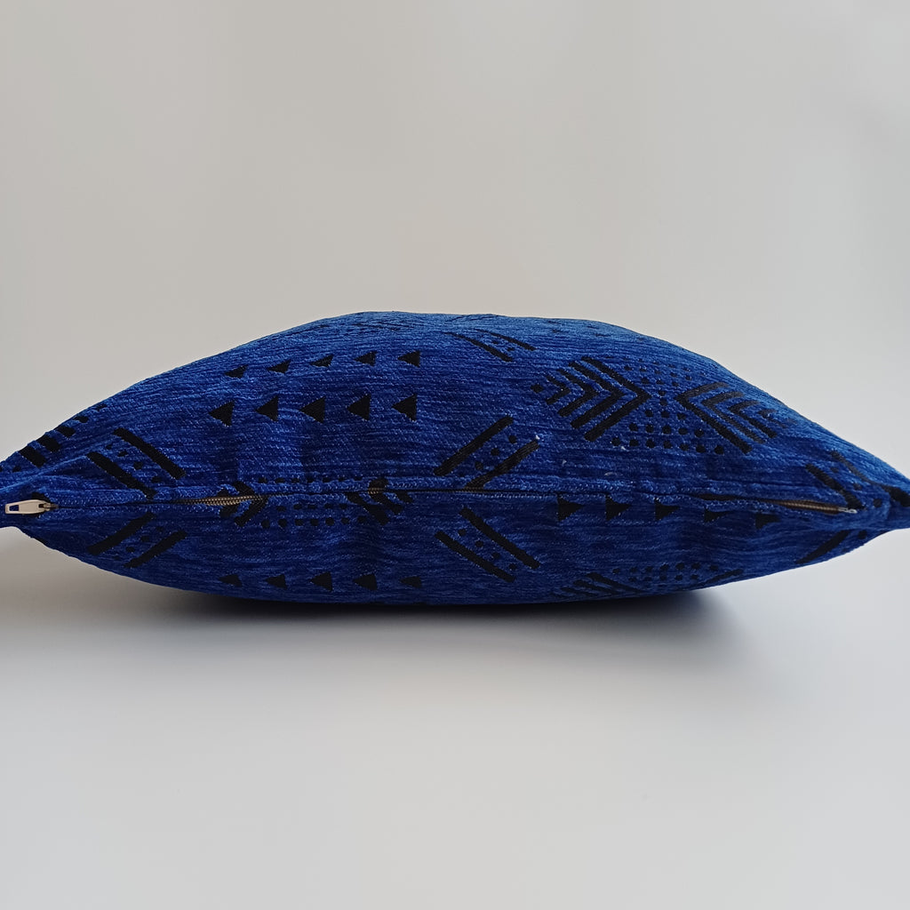 Moroccan Handmade Royal Blue Velvet Cushion Cover 20''x20'' / 50x50 CM
