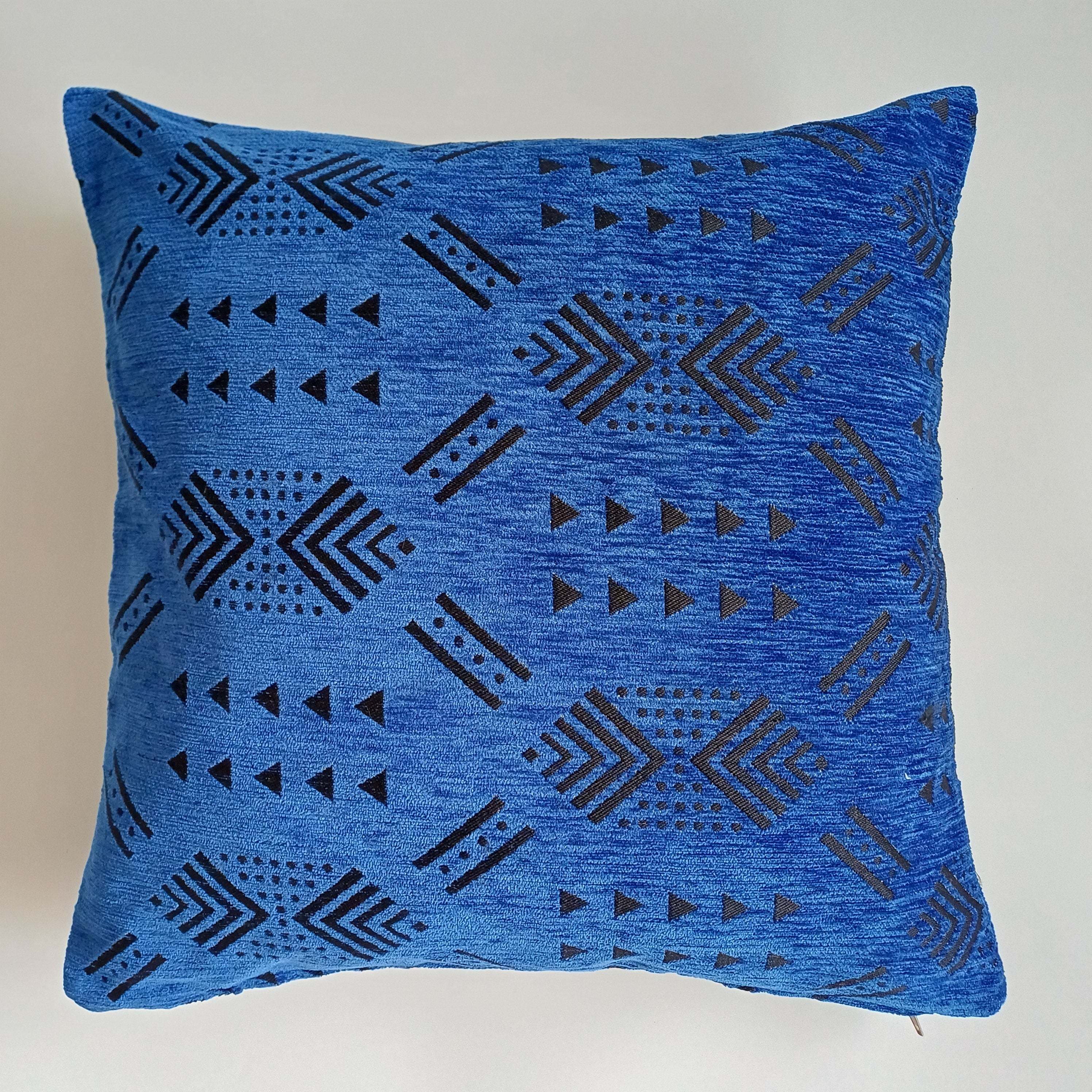 Moroccan Handmade Royal Blue Velvet Cushion Cover 20''x20'' / 50x50 CM