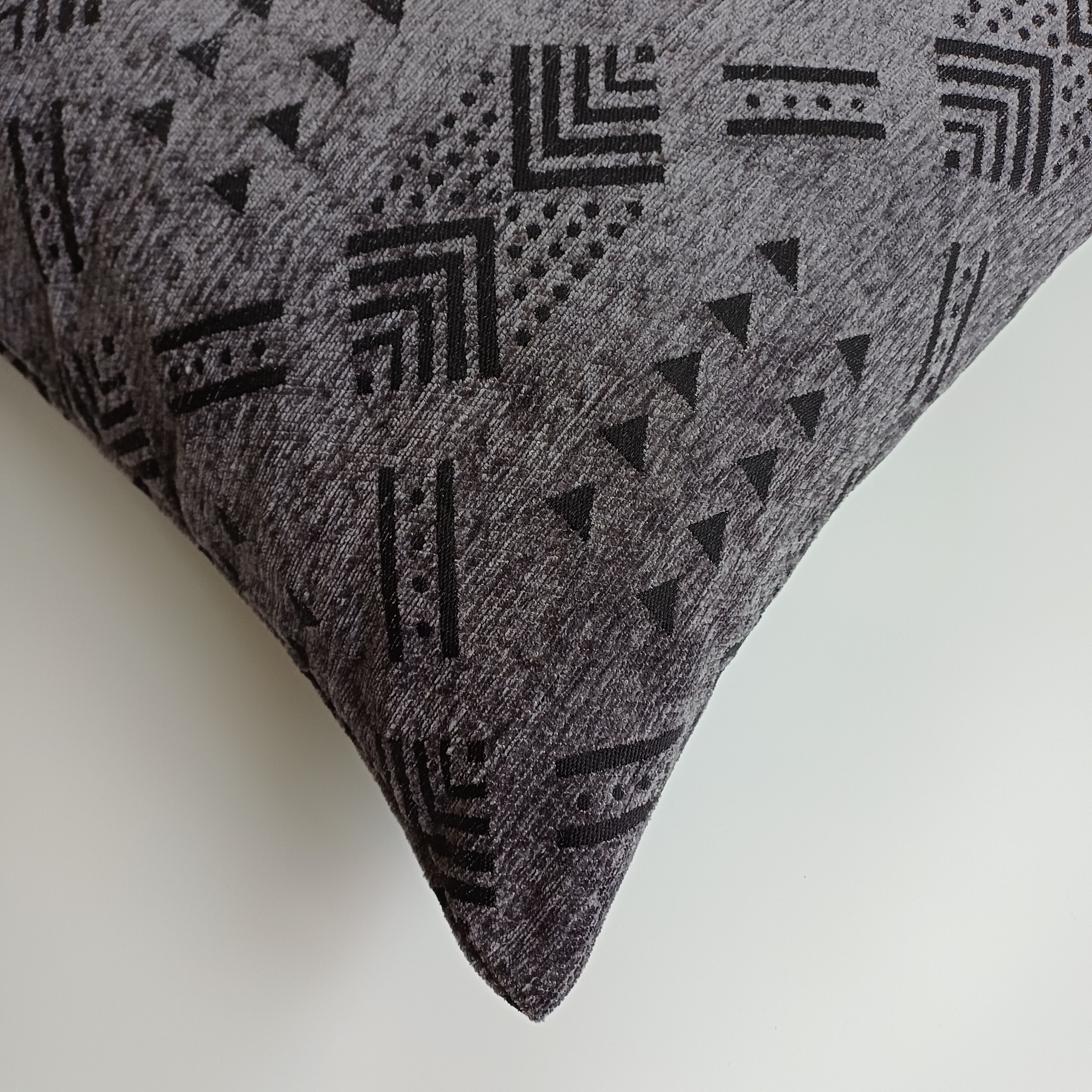 Moroccan Handmade Charcoal Velvet Cushion Cover 20''x20'' / 50x50 CM