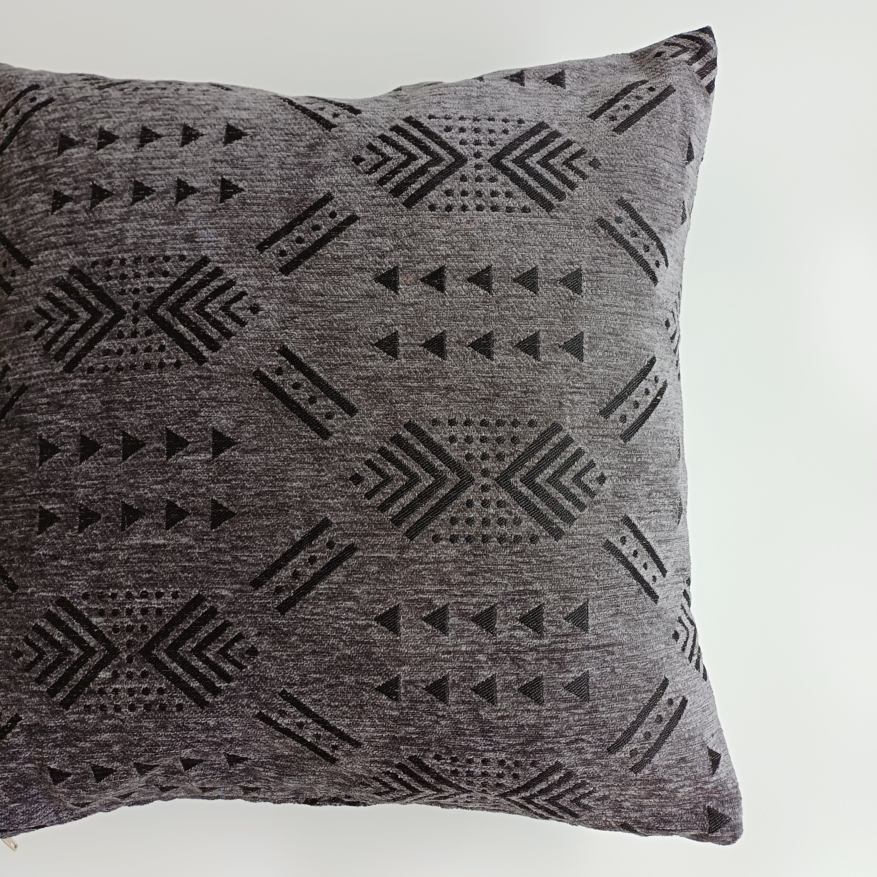 Moroccan Handmade Charcoal Velvet Cushion Cover 20''x20'' / 50x50 CM