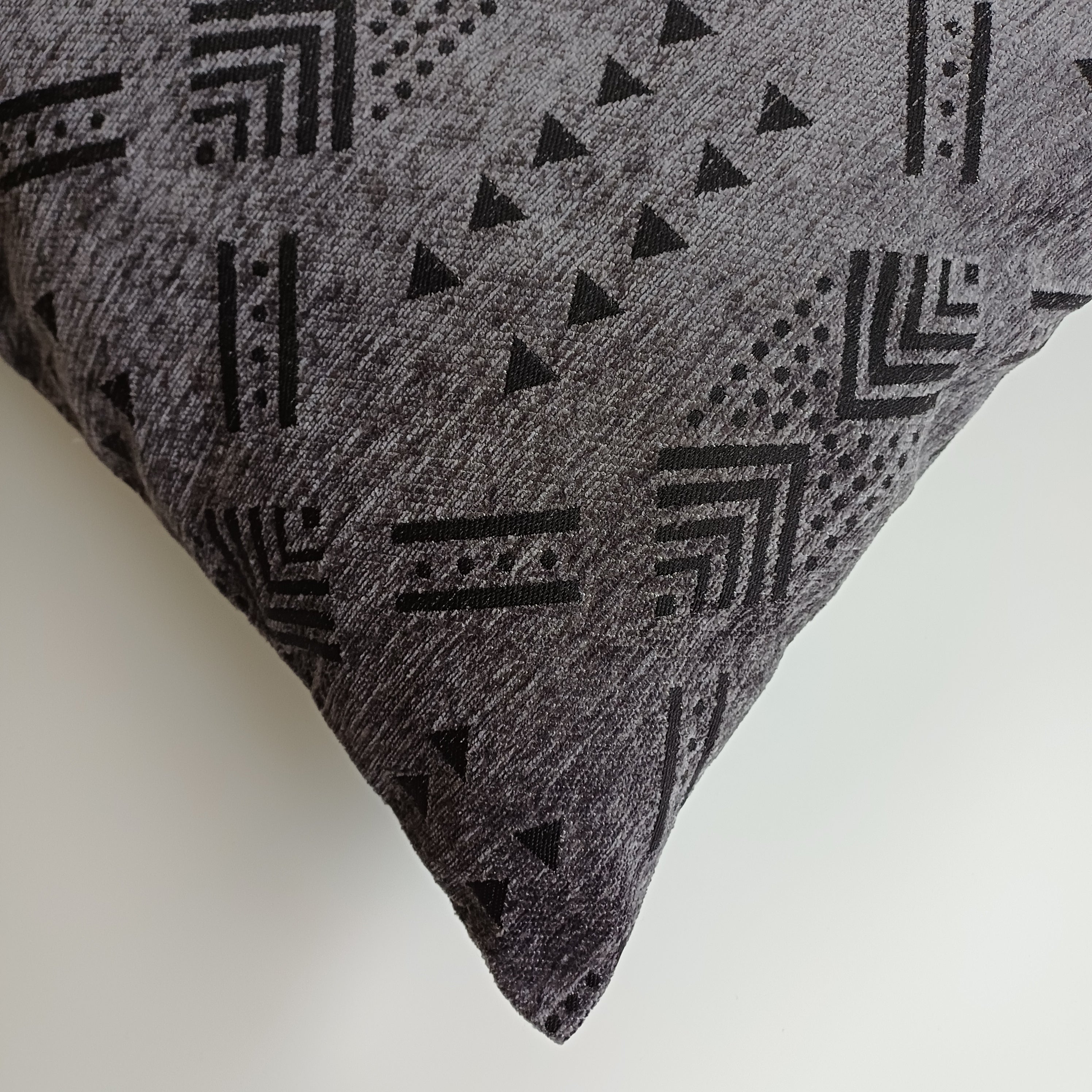 Moroccan Handmade Charcoal Velvet Cushion Cover 20''x20'' / 50x50 CM
