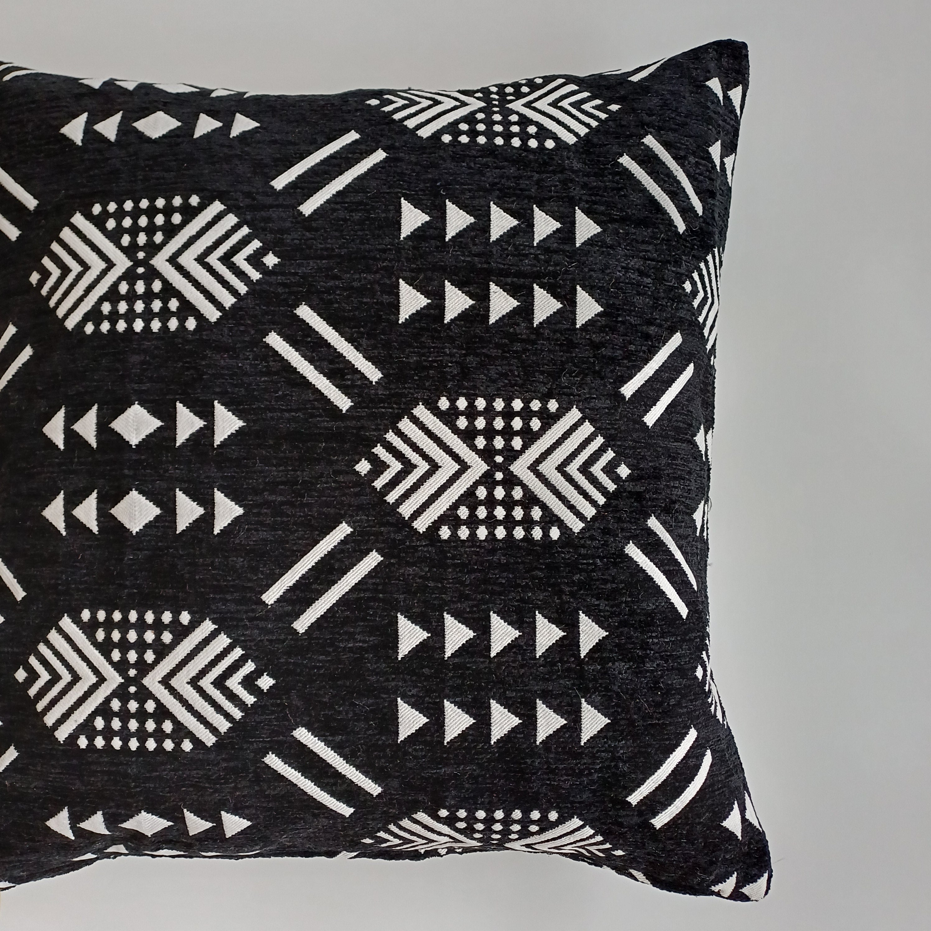 Moroccan Handmade Black Velvet Cushion Cover 20''x20'' / 50x50 CM