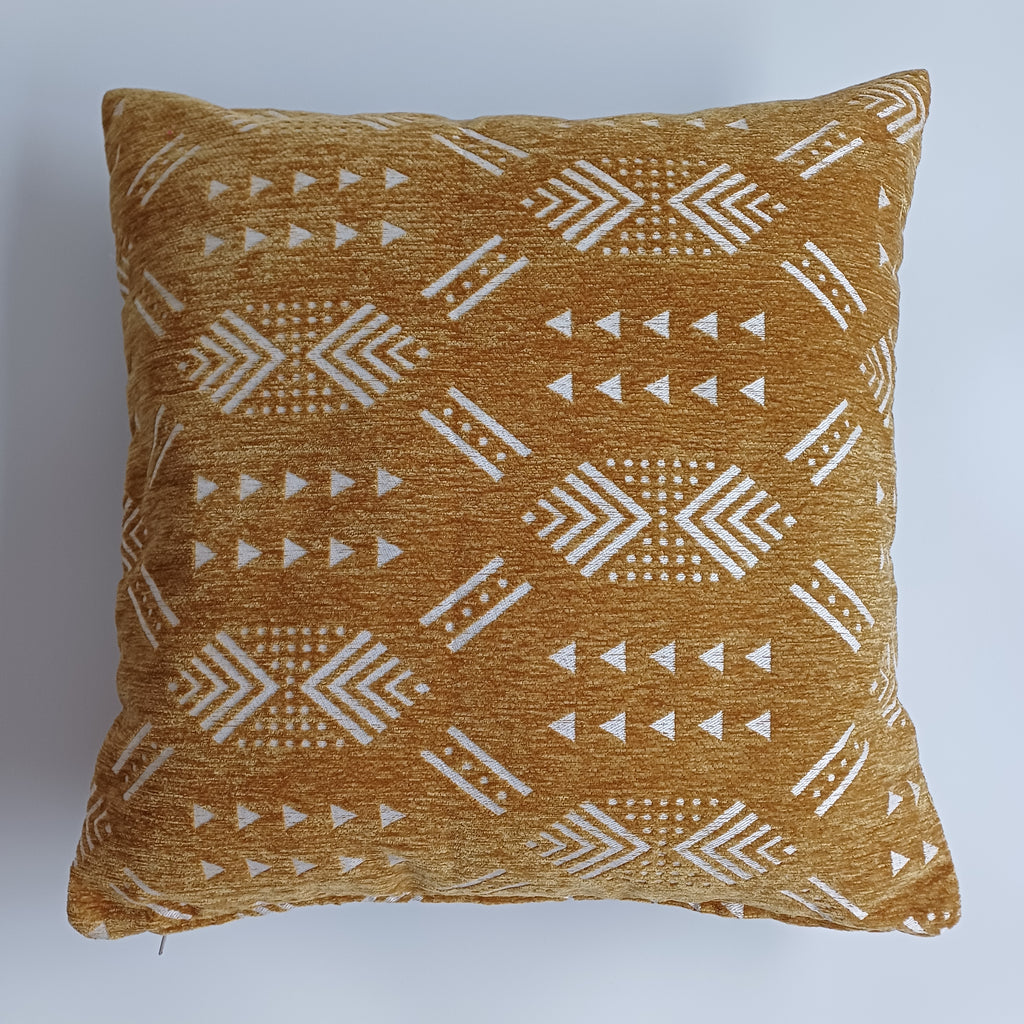 Moroccan Handmade Golden Brown Velvet Cushion Cover 20''x20'' / 50x50 CM