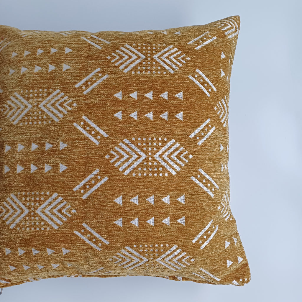 Moroccan Handmade Golden Brown Velvet Cushion Cover 20''x20'' / 50x50 CM