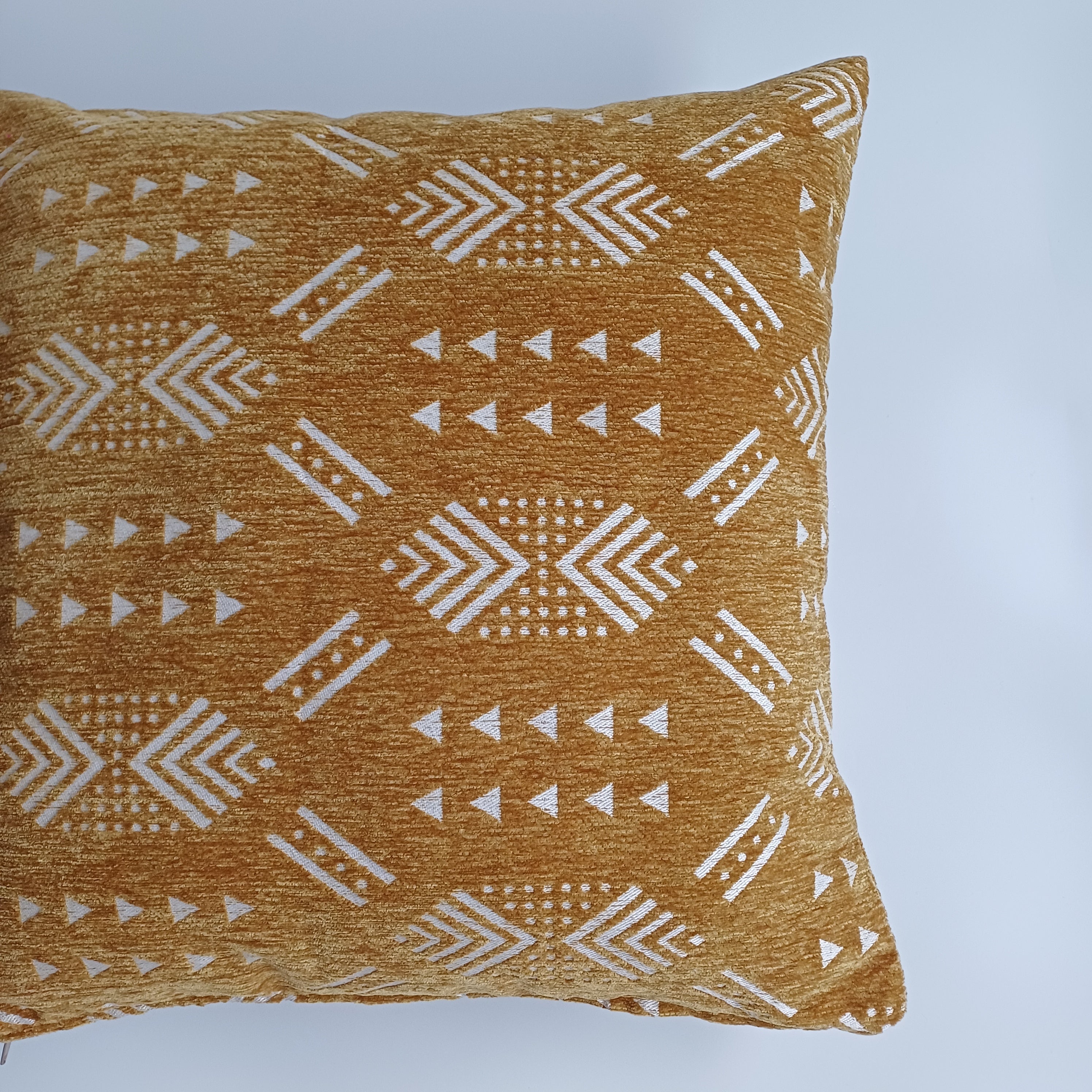 Moroccan Handmade Golden Brown Velvet Cushion Cover 20''x20'' / 50x50 CM