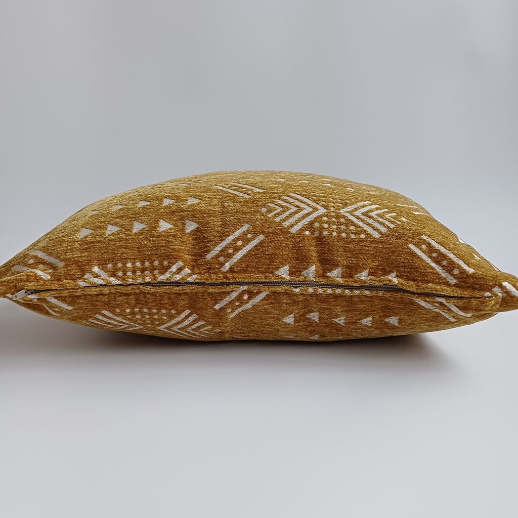 Moroccan Handmade Golden Brown Velvet Cushion Cover 20''x20'' / 50x50 CM