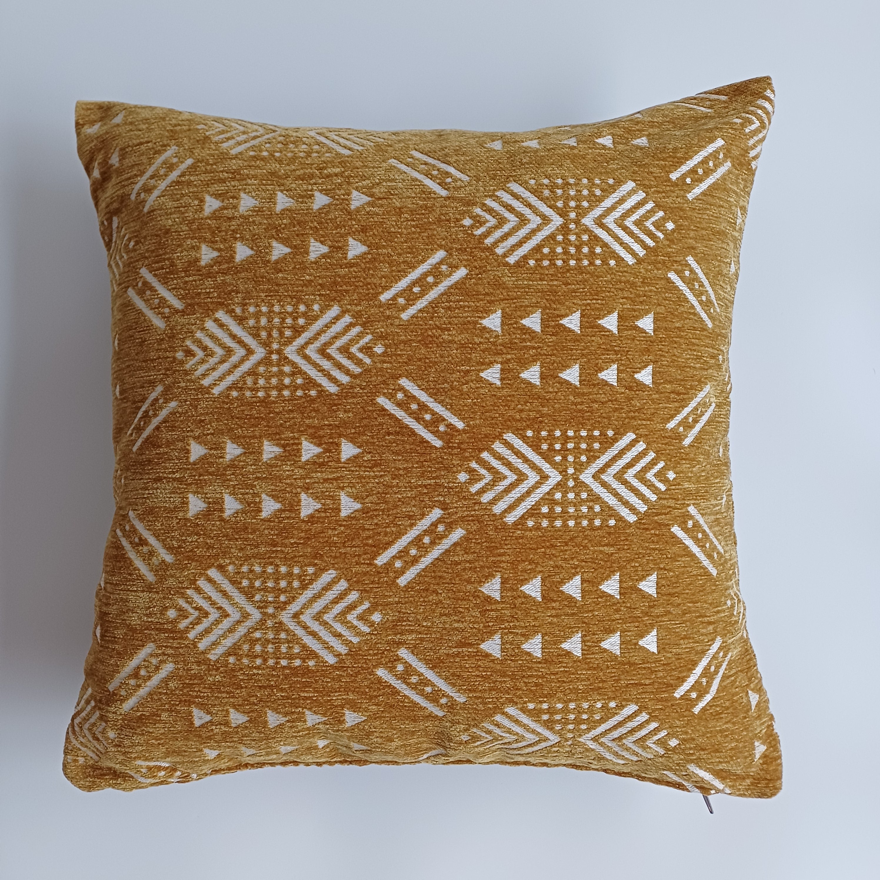 Moroccan Handmade Golden Brown Velvet Cushion Cover 20''x20'' / 50x50 CM